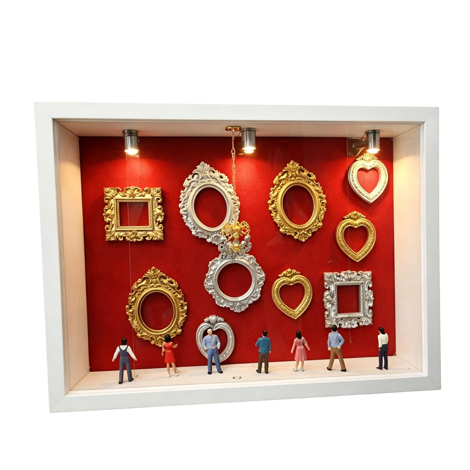our fave Creative Wooden Shadows Box Set with 10 Interchangeable Miniature Frames 8 Resin Figurines and Crystal Chandeliers Craft Miniature Museums Shade Box