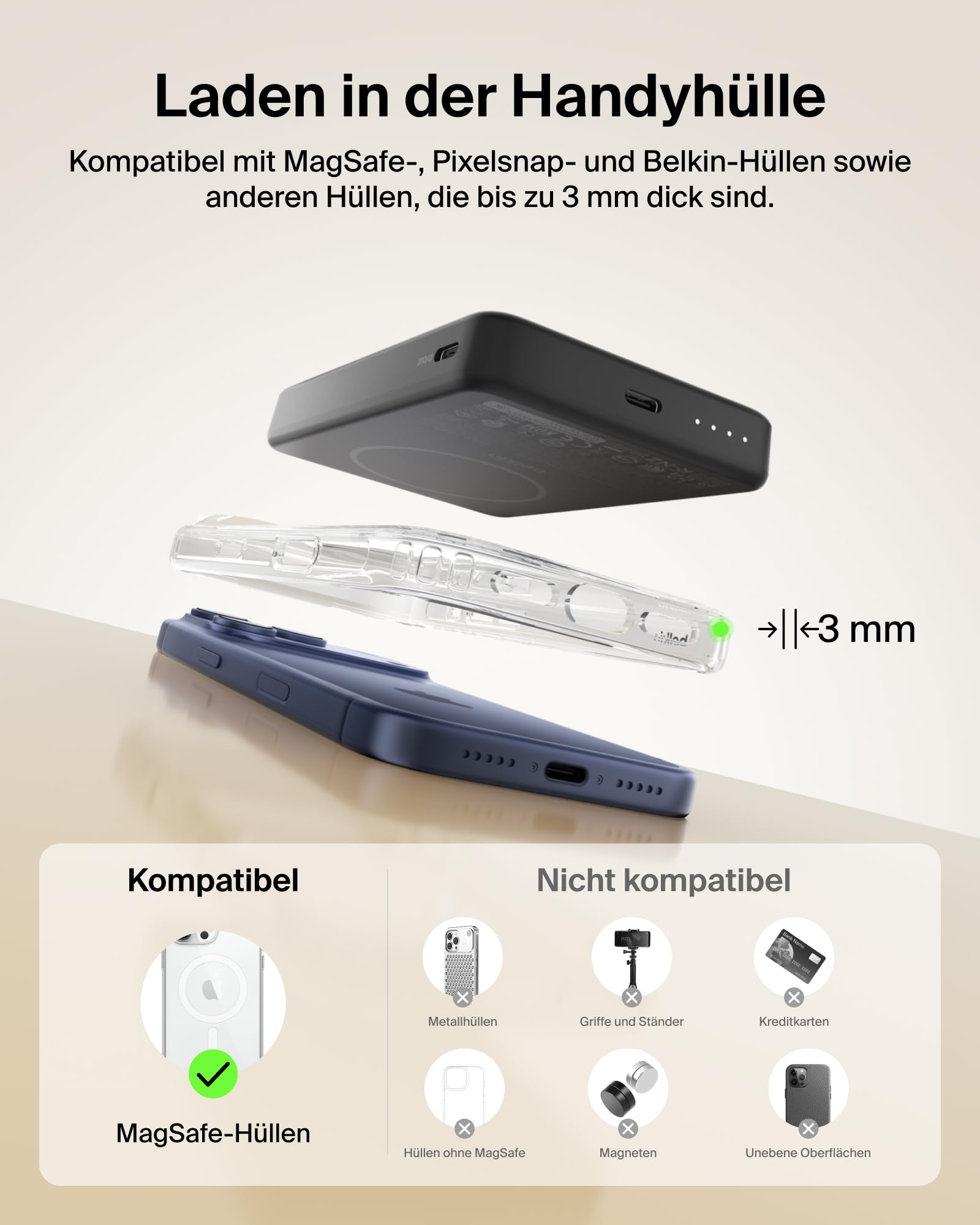 Belkin BoostCharge 10000mAh Magnetische Power Bank, 2 USB-C-Ports – Schwarz