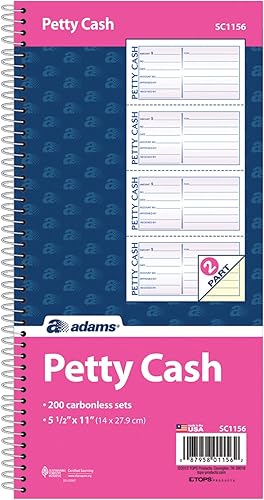 Miniatura 2 de Adams Espiral pequeño libro de efectivo, 2 partes, sin carbono, 4 mensajes por página, 200 juegos por libro (SC1156)