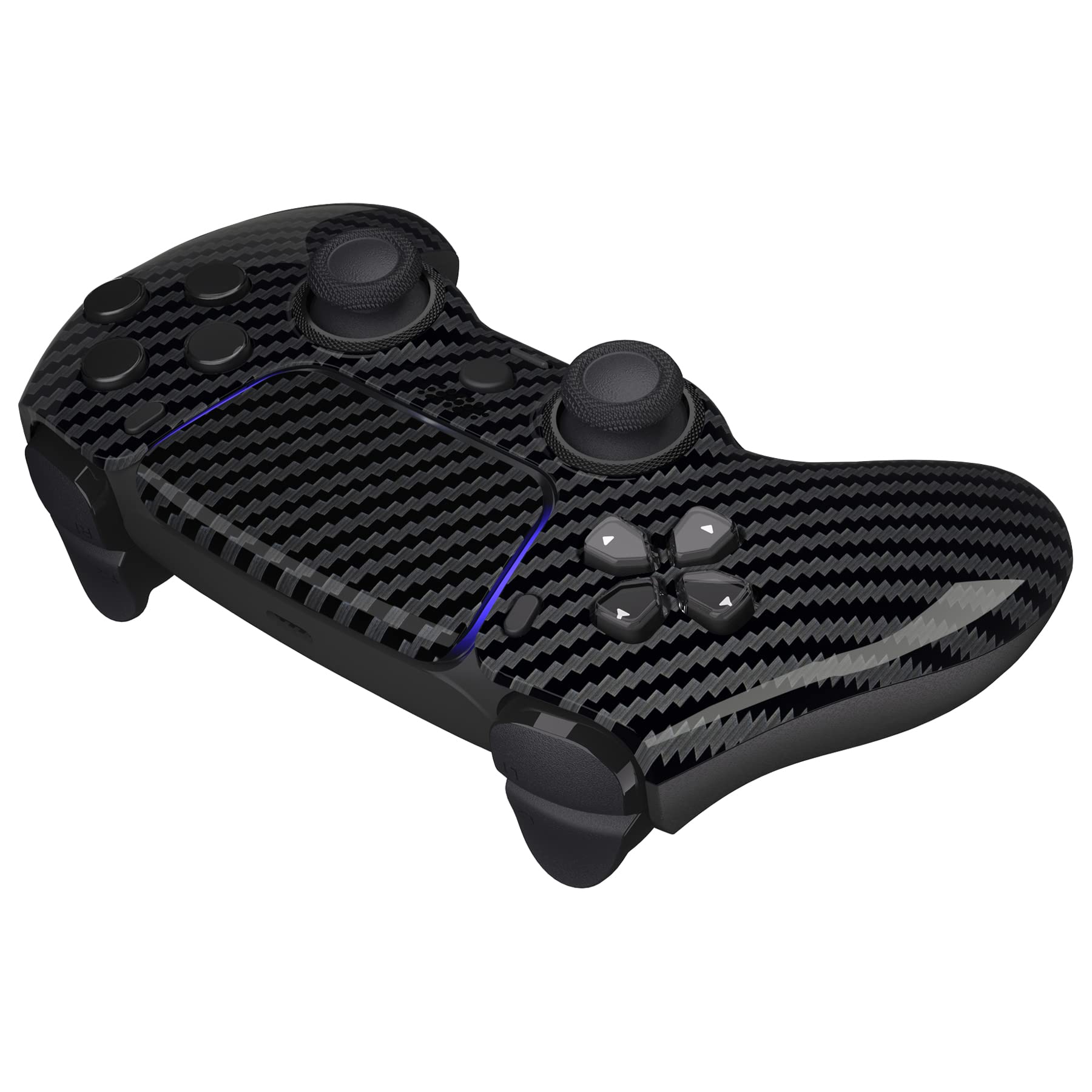 eXtremeRate Luna Cover Ricambio per ps5 Controller,Custodia Copertura Frontale Scocca Shell Ridisegnato&Touchpad&Anelli Compatibile con ps5 Joystick BDM 010/020/030/040/050-Fibra di Carbonio Grafite