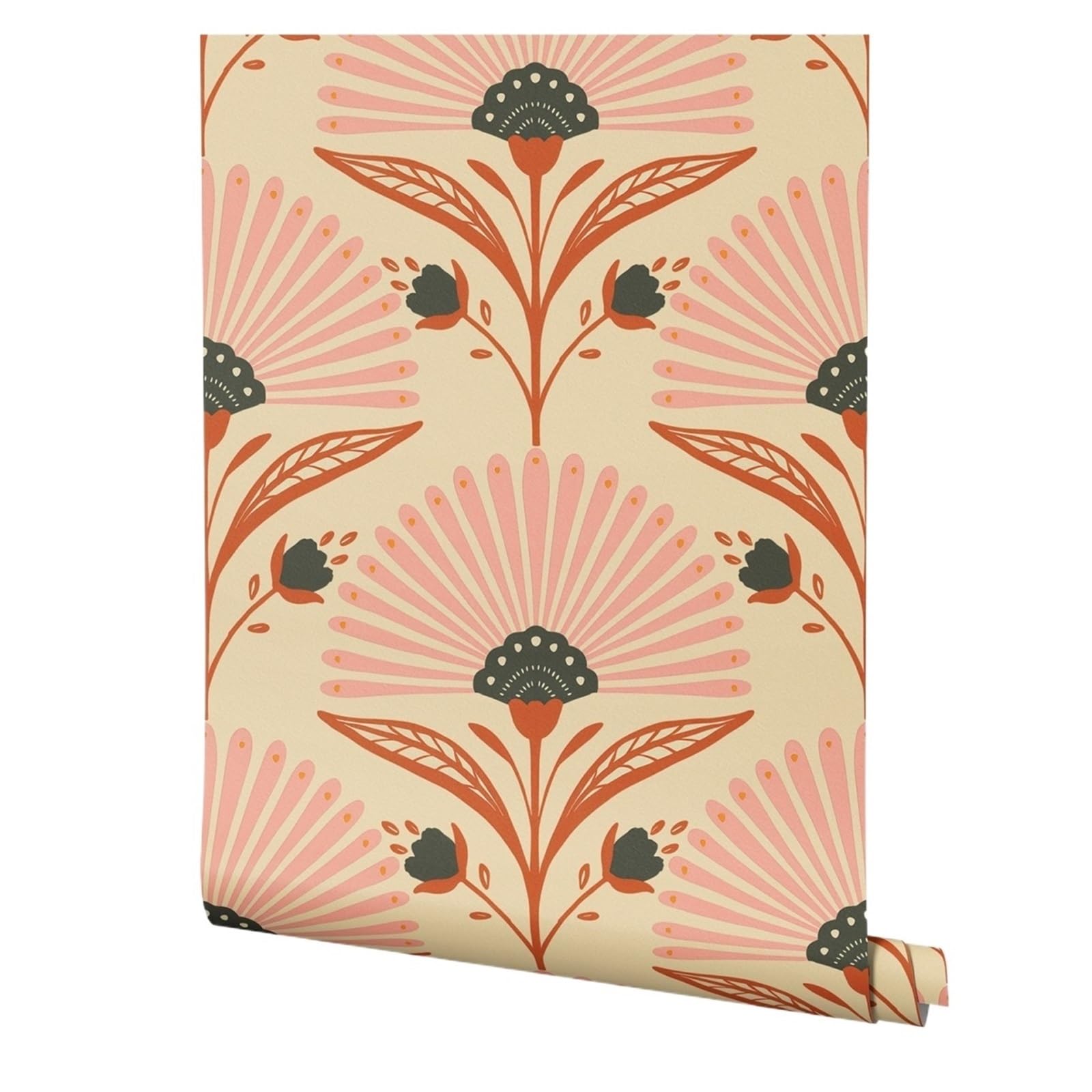 RYQZHHY Floral Peel Stick Wallpaper Multi Tone Fan Botanical Peel and Stick Wall Mural Indoor Sleeping Space Layout(Peel and Stick,50cmx300cm)