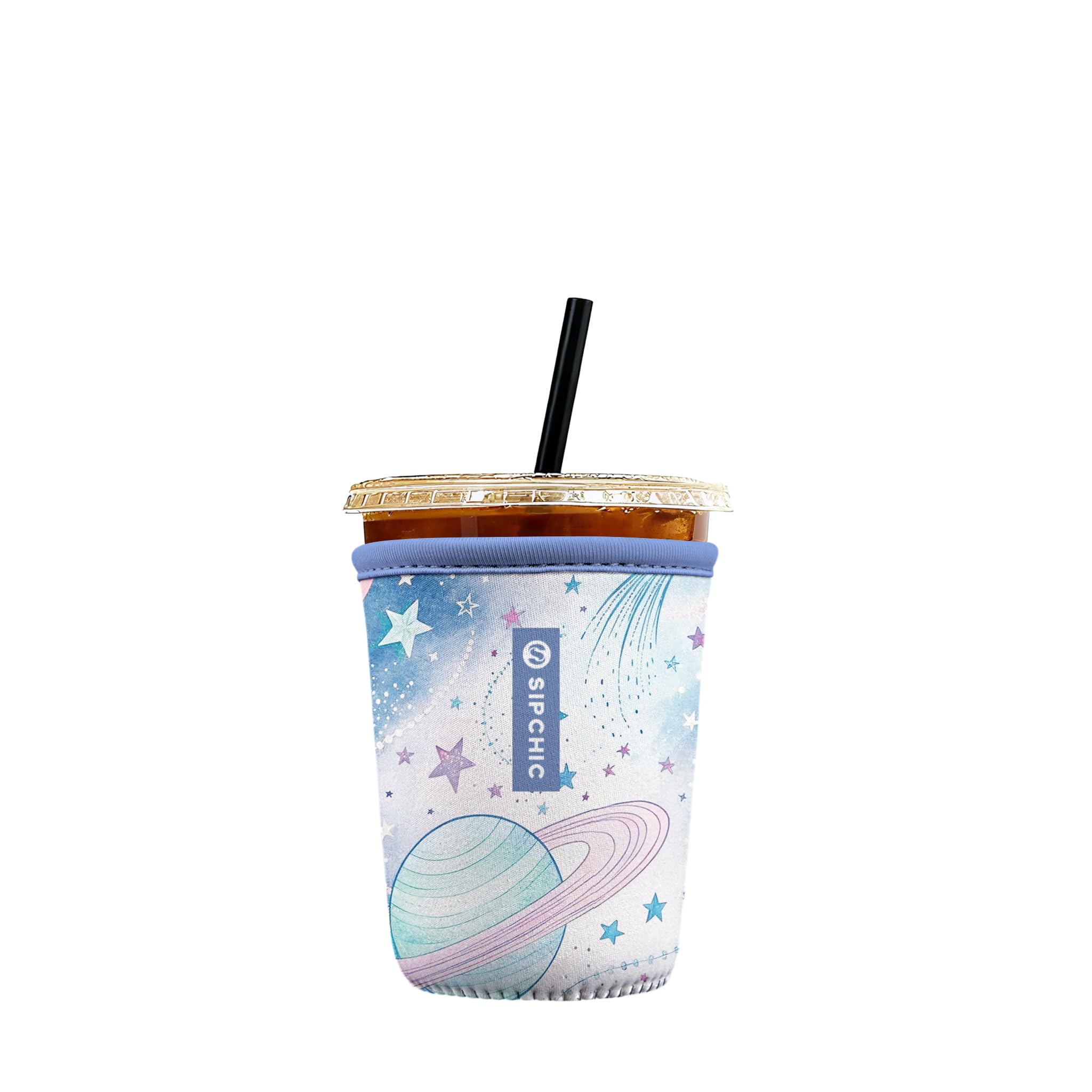 Iced Coffee Sleeve – Neoprene Reusable Cup Sleeves for Drinks, Insulated Drink Sleeves to Keep Hands Dry &amp; Drinks Cold, Stylish &amp; Durable Coffee Sleeves (Cosmic Dreams, Small: 16-20oz)