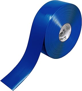 Mighty Line Solid Floor Marking Tape for Safety, Caution, Warning, Heavy-Duty, Peel and Stick Adhesive, Beveled Edge Design, Industrial Quality, 3 inch, 100' Roll, Blue