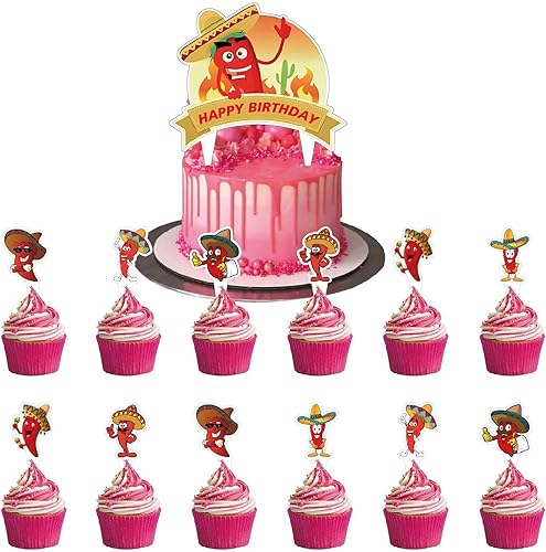 Miniatura 5 de 32 piezas de decoraciones de chili cook off, suministros de fiesta de chile e pimienta, incluye pancarta de cumpleaños de chile para decoración de