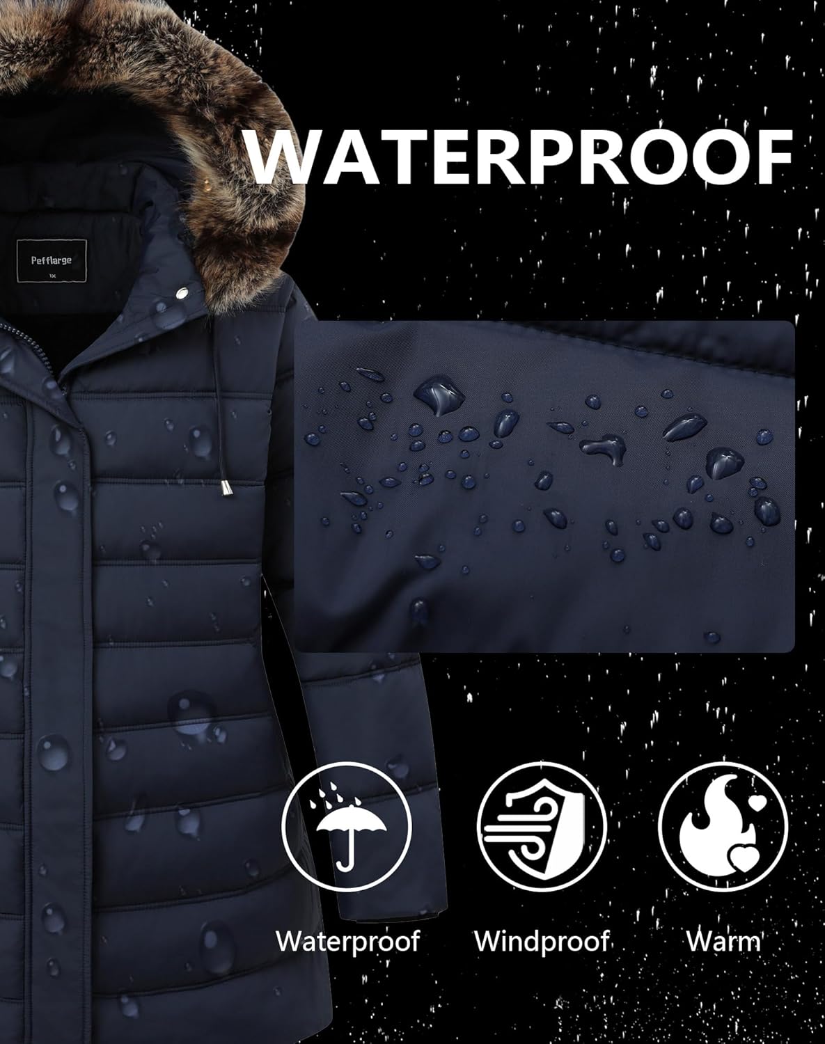 Women’s Plus Size Down Jacket Puffer Coat | Windproof, Waterproof, Detachable Hood, Insulated for Winter Travel - Image 5