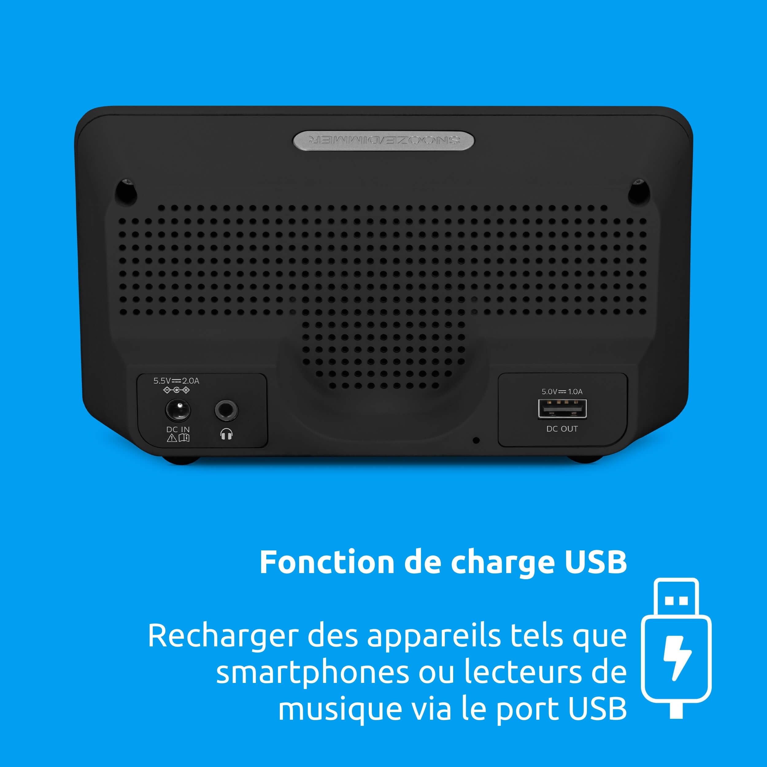 TechniSat DIGITRADIO 50 SE - Radio-réveil (DAB+/FM, écran à intensité variable, réveil avec deux heures de réveil réglables, snooze, minuterie de sommeil, 1,5 W, prise casque, charge USB) Noir