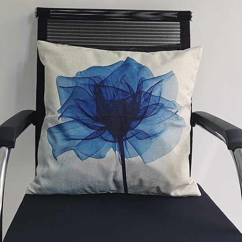 Miniatura 4 de Doliving Juego de 4 fundas de almohada azules de 18 x 18 pulgadas, fundas de almohada florales decorativas para sofá, sala de estar, sofá, granja,