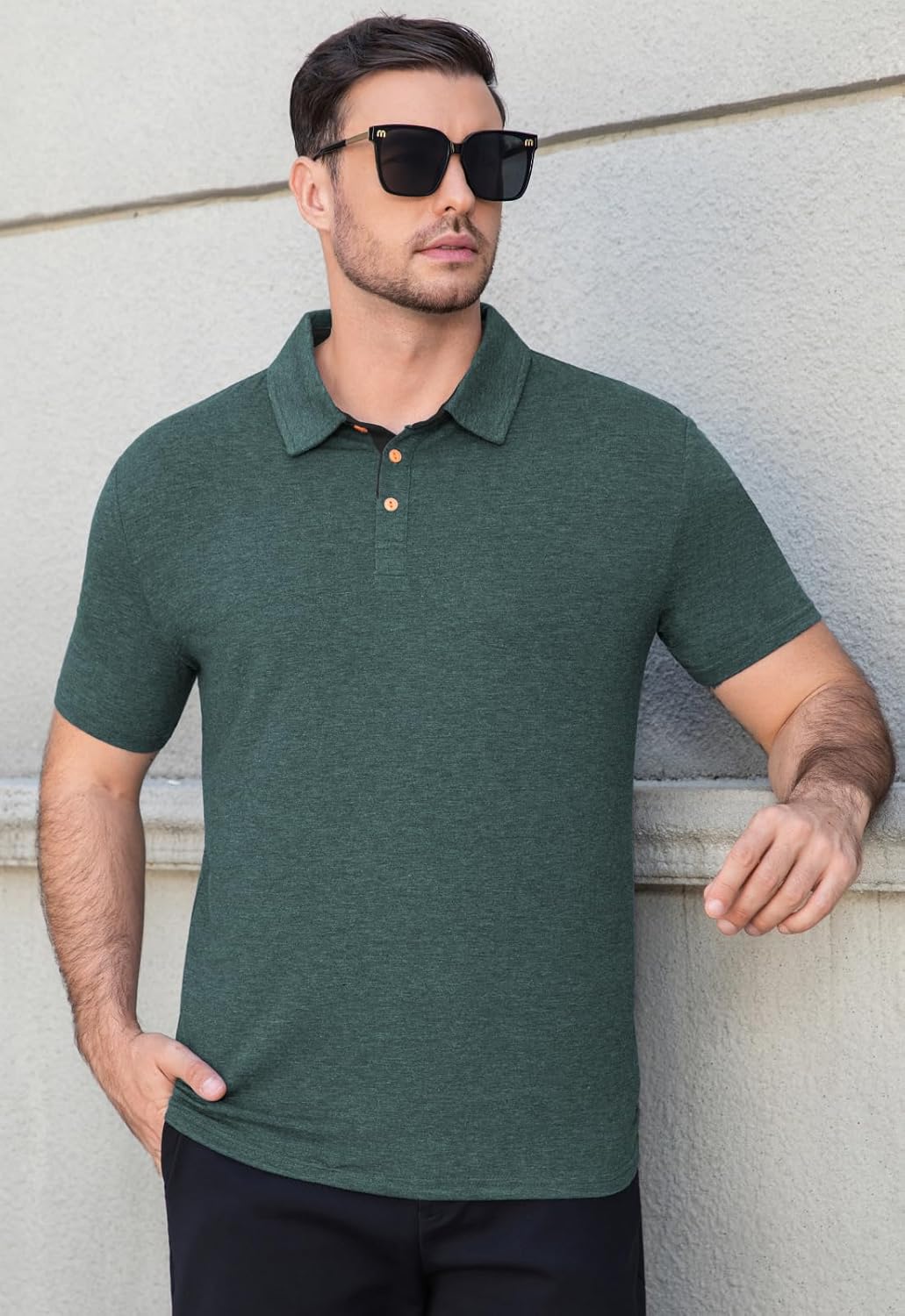KUYIGO Men's Short Sleeve Polo Shirts Casual Tee Collared with Button Shirt - Image 5