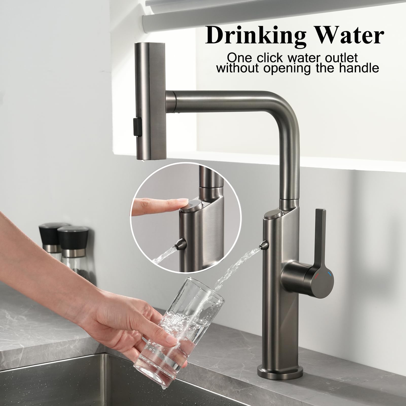 Black Kitchen Faucets With Water Filter And Pull Jamaica - View #9