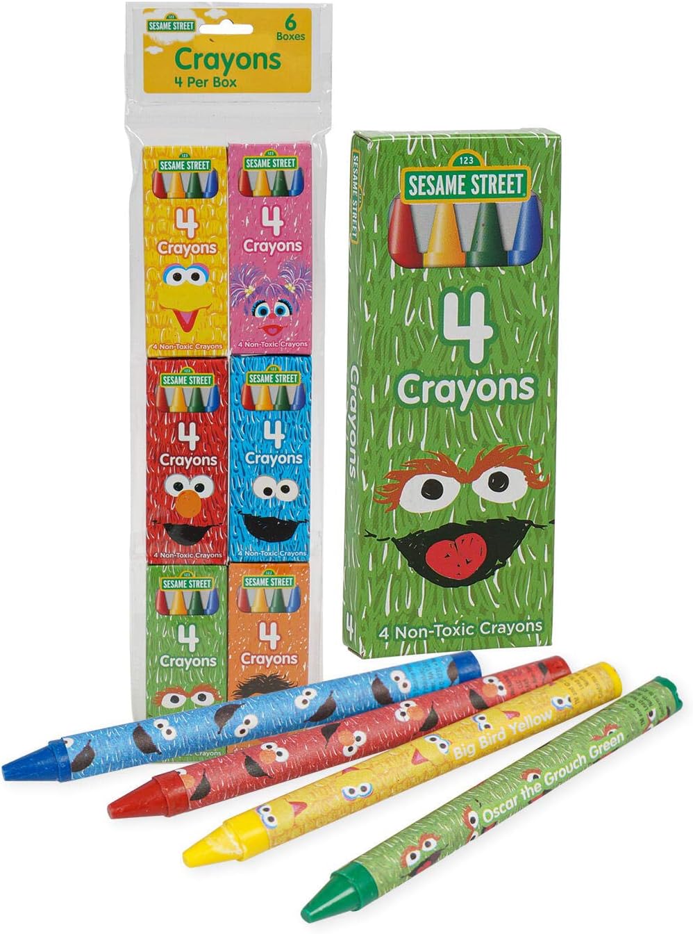 Coloring Books Sesame Street Crayons 6 Pack Restaurants, Party Favors, Birthdays, School Teachers & Kids Coloring Non-Toxic Crayons ss6pk