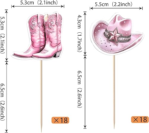 Miniatura 9 de Rsstarxi Paquete de 30 adornos para cupcakes de vaquero con purpurina occidental para decoración de cupcakes, zapatos de caballo, sombreros de