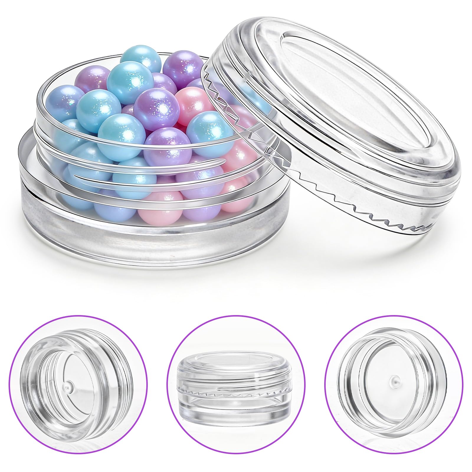 Lawei 108 Pezzi Contenitori Cosmetici Vuoti Viaggio Vasetti Barattolo Set con Coperchio per Stoccaggio di Creme Campione - 3 g/ 3 ml, Trasparente