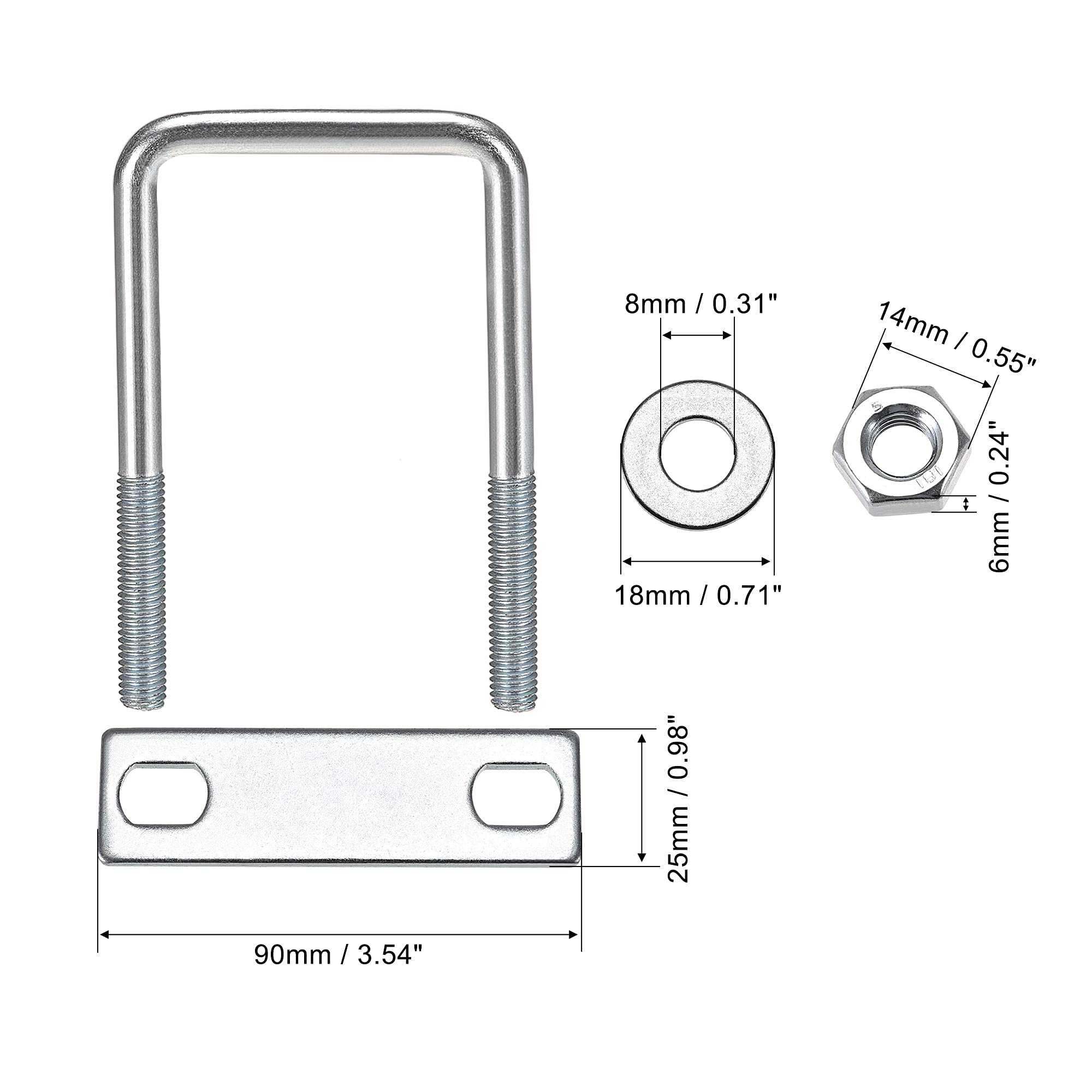 Sourcing Map 500 Arandelas Planas M2.5, Acero Al Carbono, 2.7 Mm