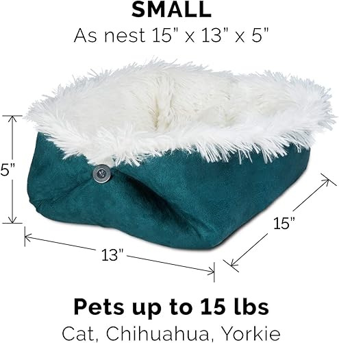 Miniatura 2 de Furhaven Cama para mascotas para gatos y perros pequeños – Cama térmica, auto-calentable, convertible, de piel y gamuza para gatos, lavable, color