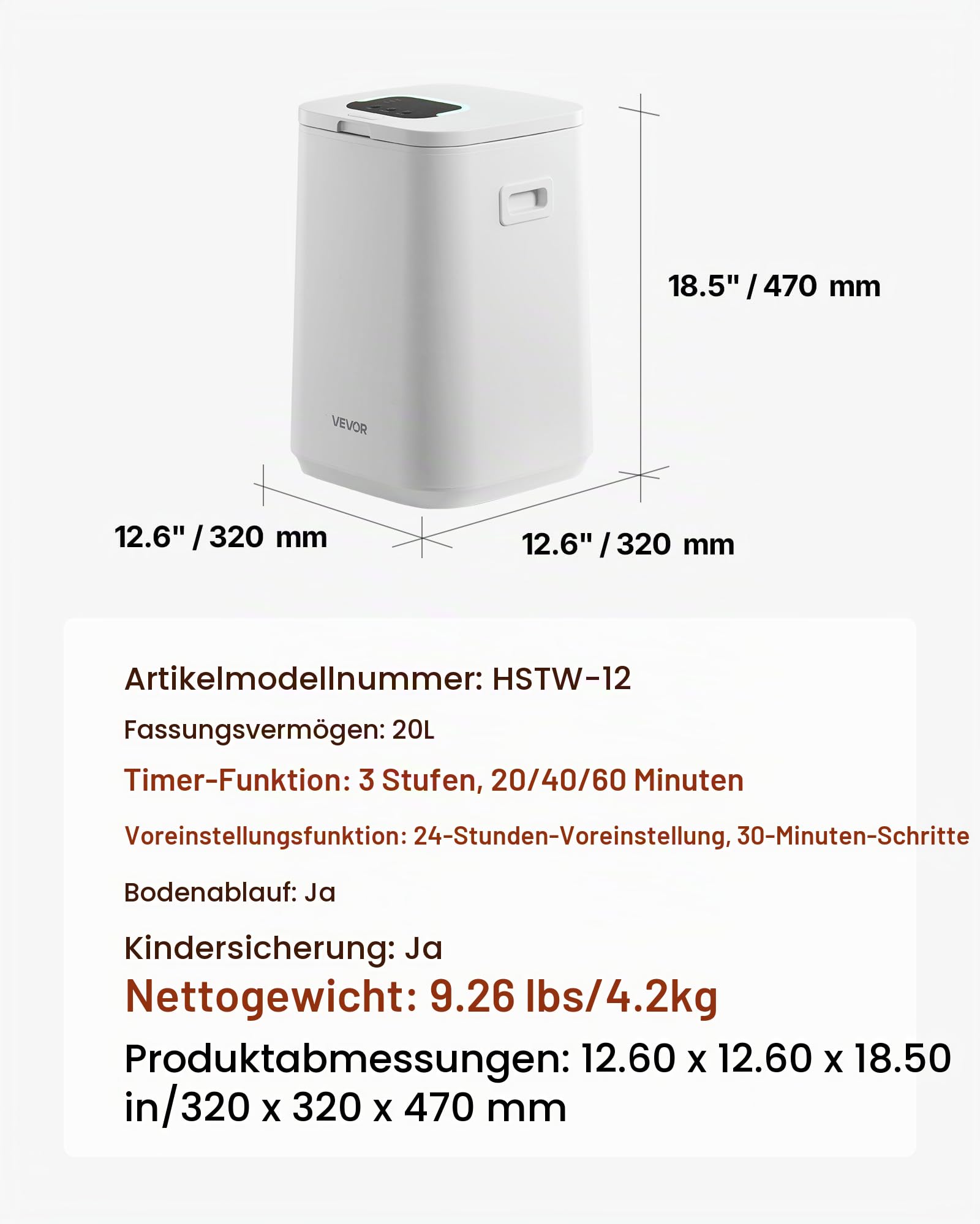 VEVOR Handtuchwärmer Eimer Wärmegerät 20 L mit LED-Anzeige & Einstellung (Timer & Temperatur) & Sicherheitsschloss & 4 Haken, Towel Warmer für Spa Zuhause Badezimmer Waschküche Weiß