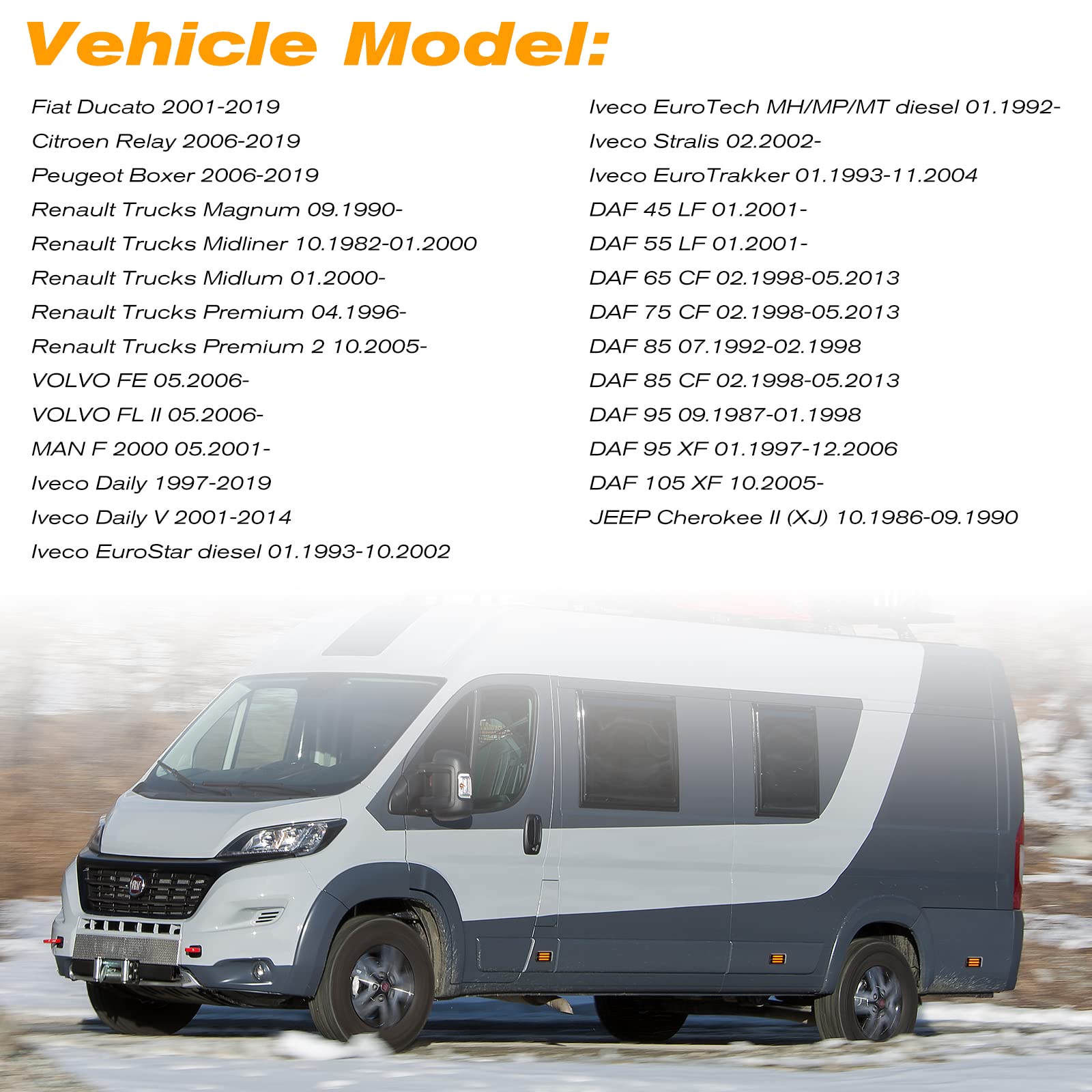 POPMOTORZ 2 Luci Laterali LED Dinamiche Per Fiat Ducato, Citroen Relay, Peugeot Boxer E Altri - Sequenziali E Canbus