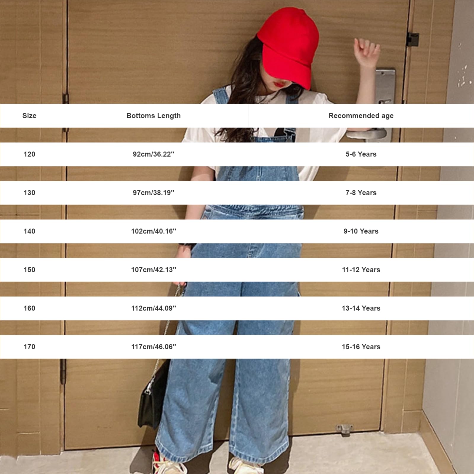 Tuta in denim per ragazze Salopette per bambini Jeans Salopette Classica Cinghie Regolabili Tuta Gamba Larga Pantaloni dritti Scuola Casual Pantaloni Larghi