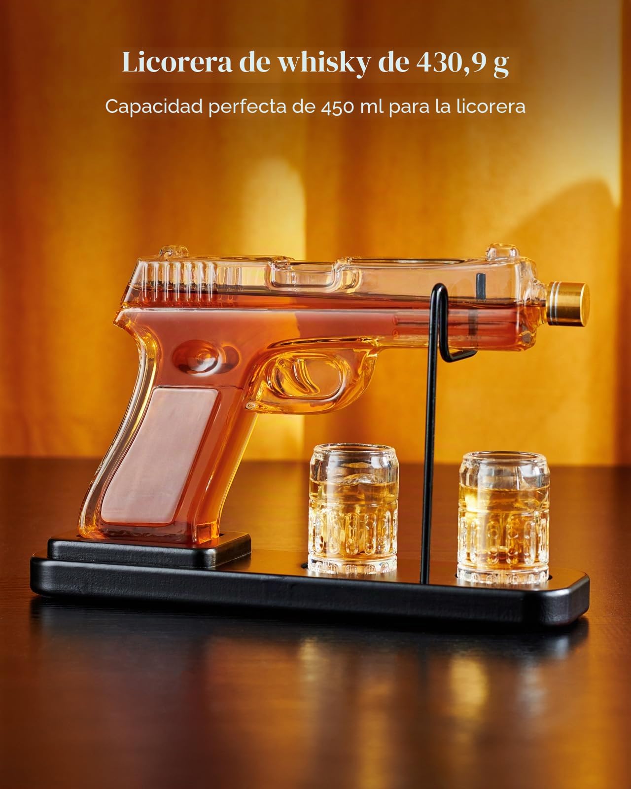 Kollea Decantador de whisky de 15 oz y juego de vasos de 2 onzas, dispensador de whisky para licor, whisky de cristal para hombres, papá, regalos únicos para el día del padre, cumpleaños, aniversario,