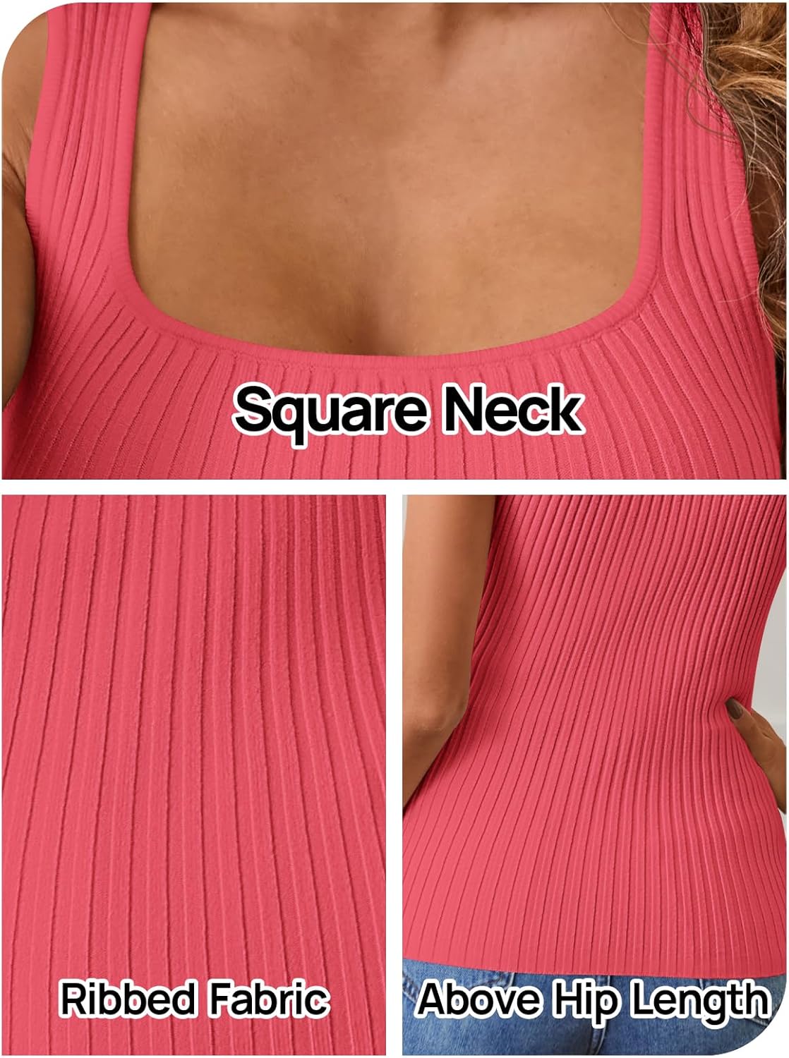 MEROKEETY Women's Ribbed Knit Tank Tops 2026 Square Neck Sleeveless Summer Basic Shirts Sweater Vest - Image 6