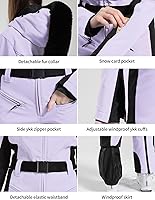 Vista 54 de GSOU SNOW Traje de esquí para mujer, traje de nieve de una pieza, para snowboard, delgado, aislante, impermeable, resistente al viento