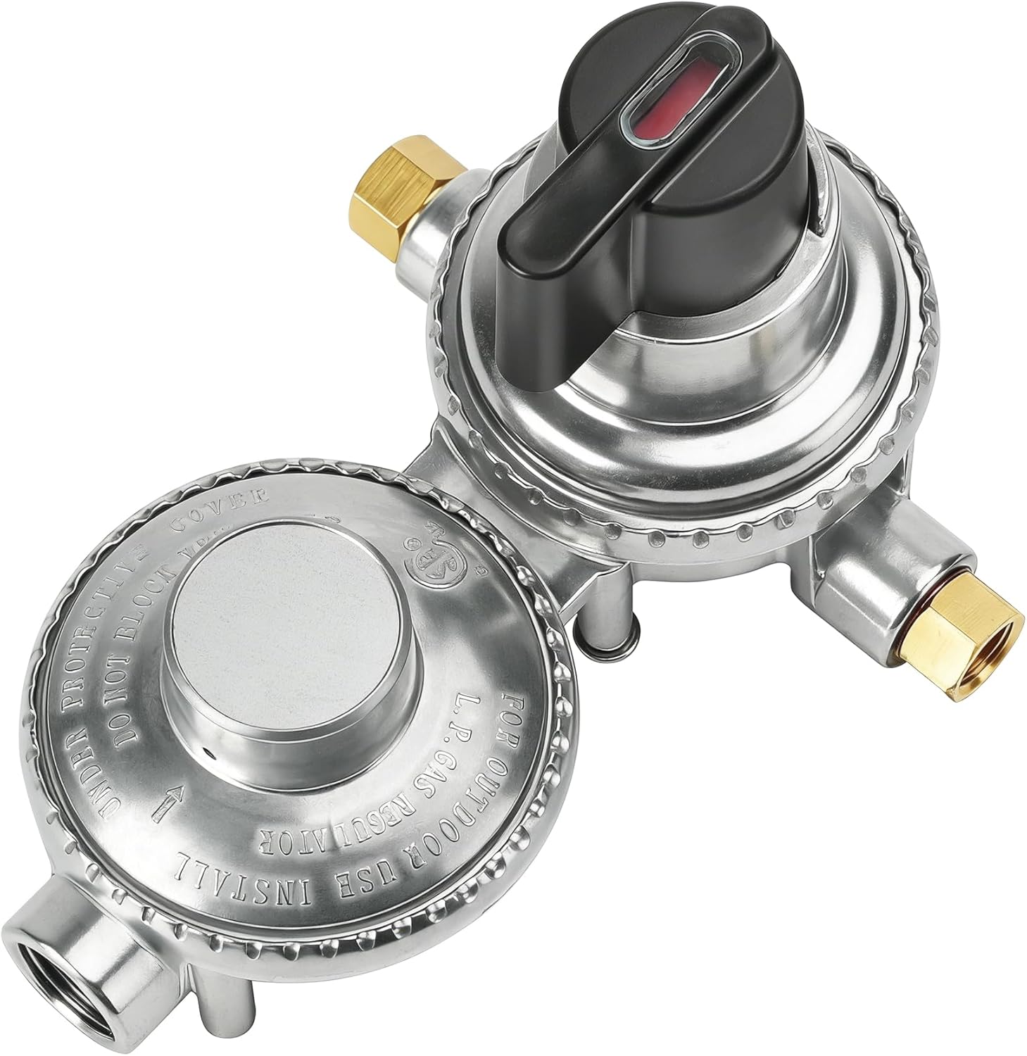 onlyfire Propane 2 Stage Auto Changeover Regulator, LP Gas Regulator RV Camper Trailer Double-Stage Propane Regulators with Mounting Bracket for RVing, Camper Trailers, Camping and Grilling