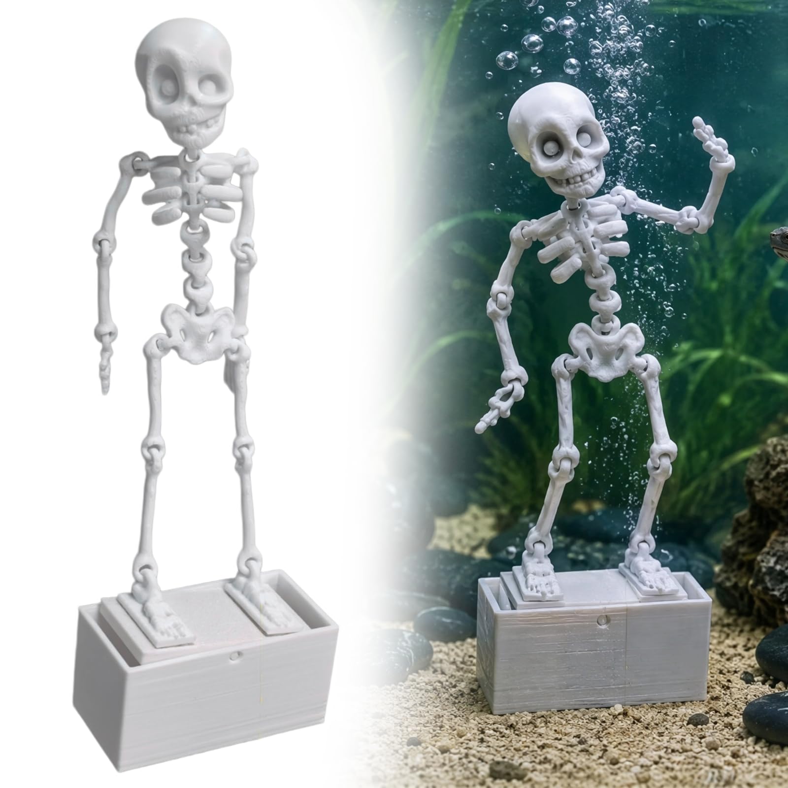 Qunzidress Dancing Skeleton Aquarium Bubbler, Creative Underwater Air Powered Moving