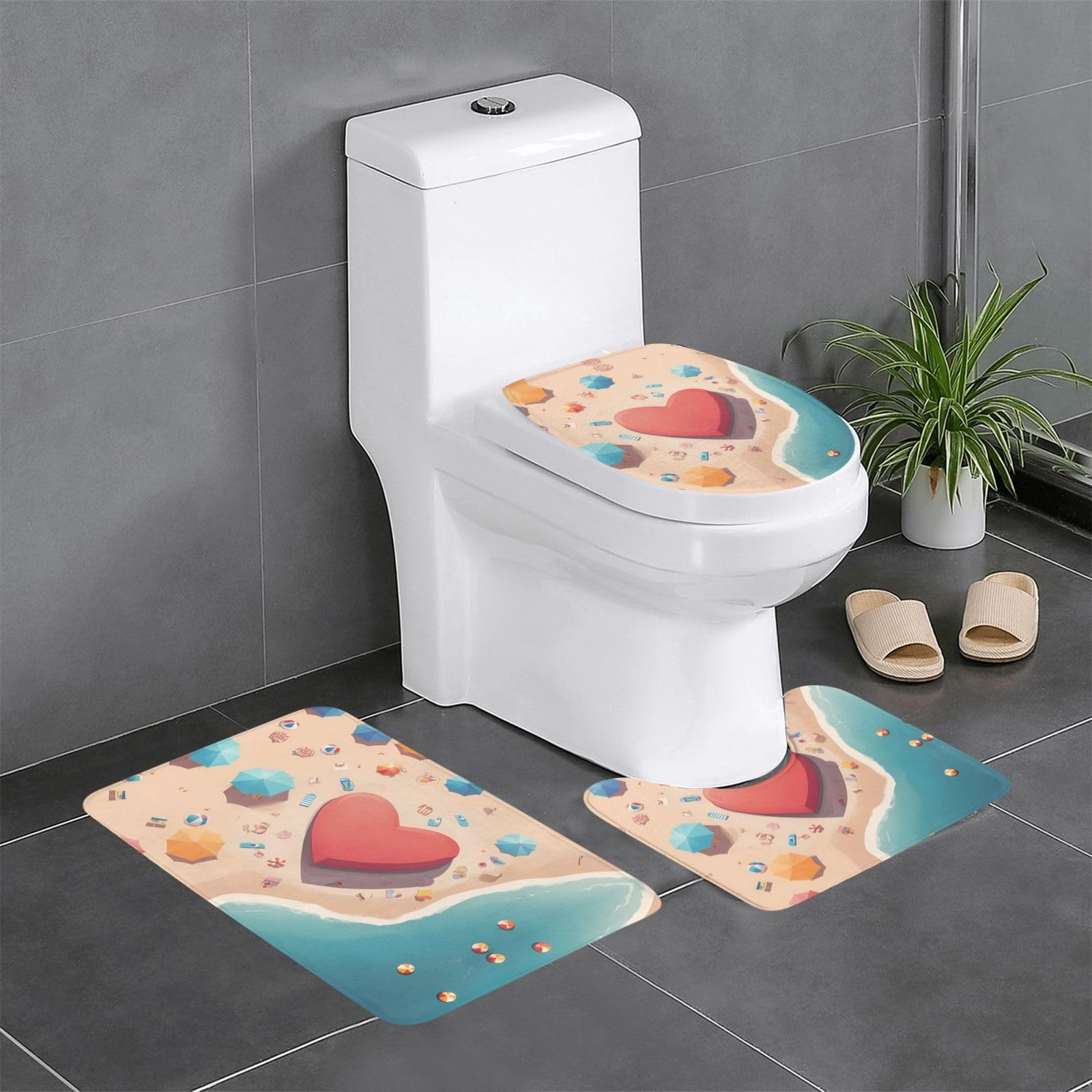 Tapis de salle de bain antidérapants résistant à l'eau lot de 3 pièces pour toilettes