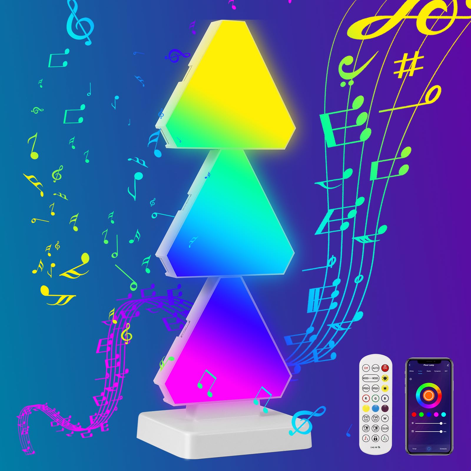 SeiudKty Triángulo Lámpara de escritorio LED,16 colores aplique RGB Gaming Panel Sincronización de Música Triángulo Gamer Habitacion Lámpara decorativa navideña Smart App