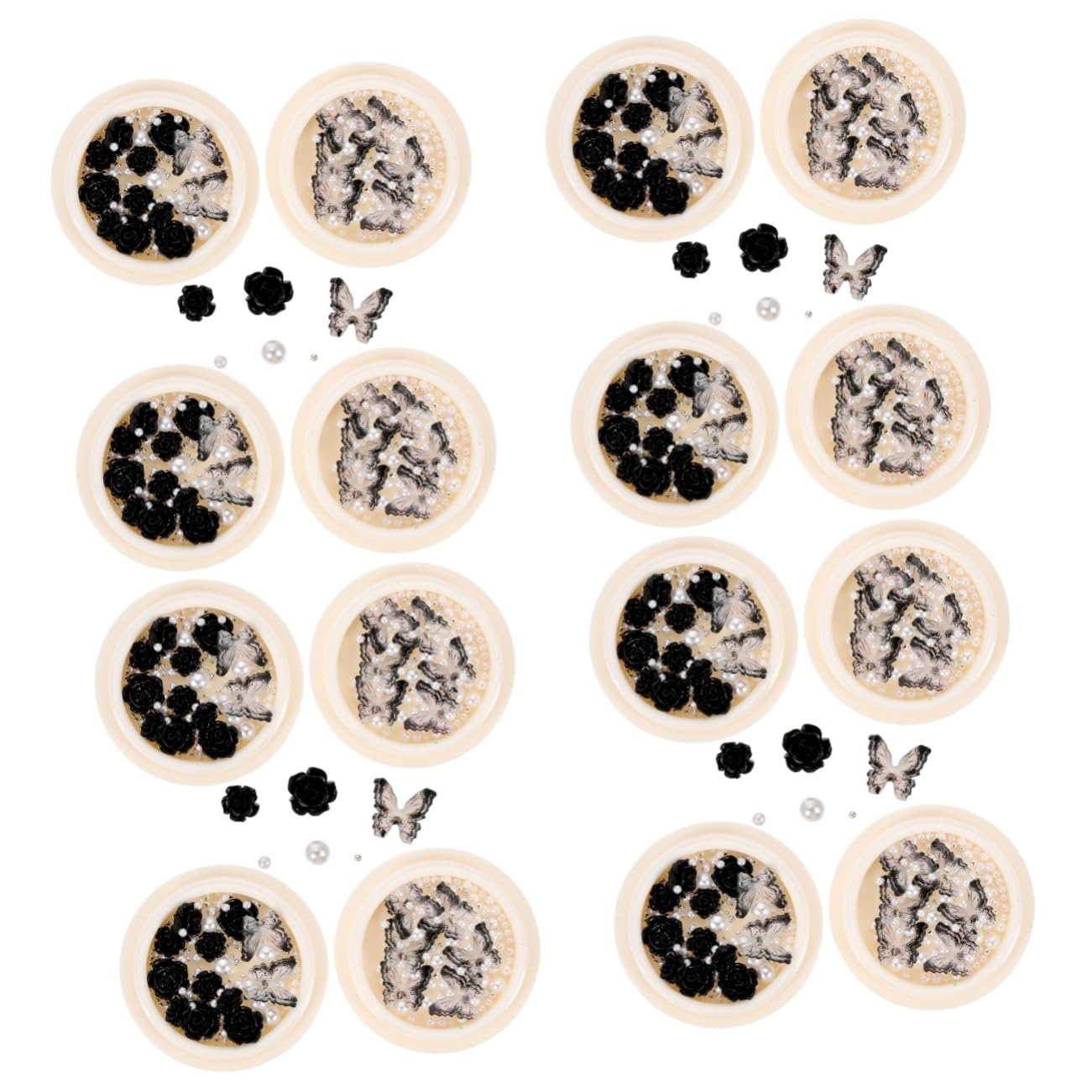 VALICLUD 4 set Decorazione Per Unghie Con Strass Di Nera Cristalli Adesivi Perle Resina Nera 4 scatole*4
