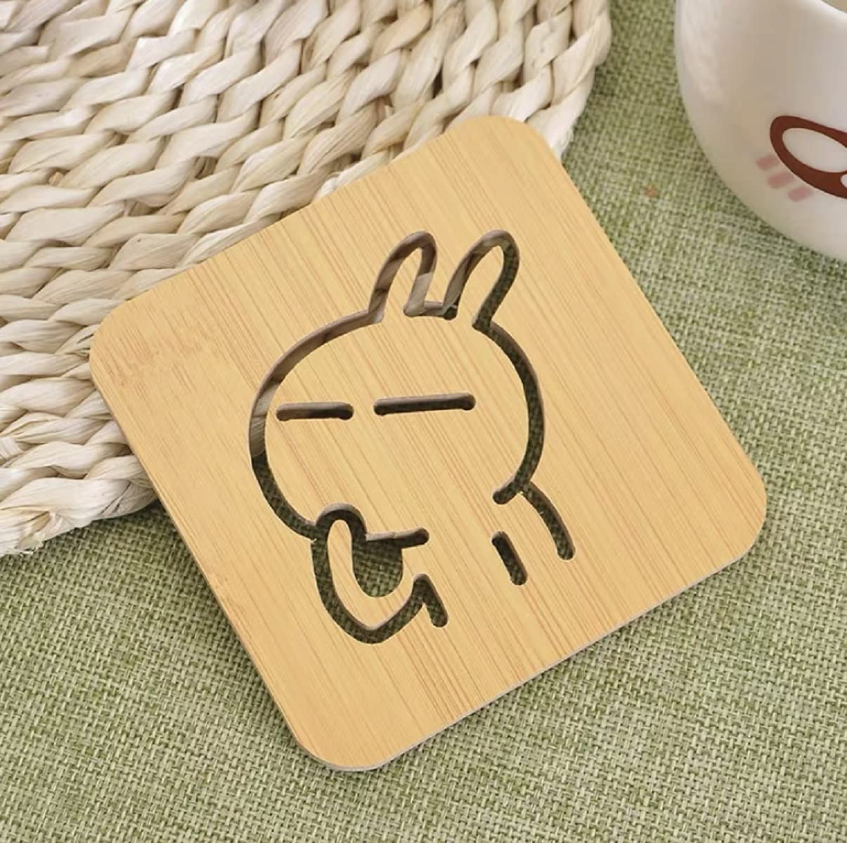 SHFTI Trivets for Hot Pots, Wooden Coaster, Natural Kitchen Wooden Trivet Mat Set Unique Drink Coaster Heat Resistant Pad for Pans, Plates, Dishes, Teapots (Small, Random Pattern) (Pack of 6 PCS) 1