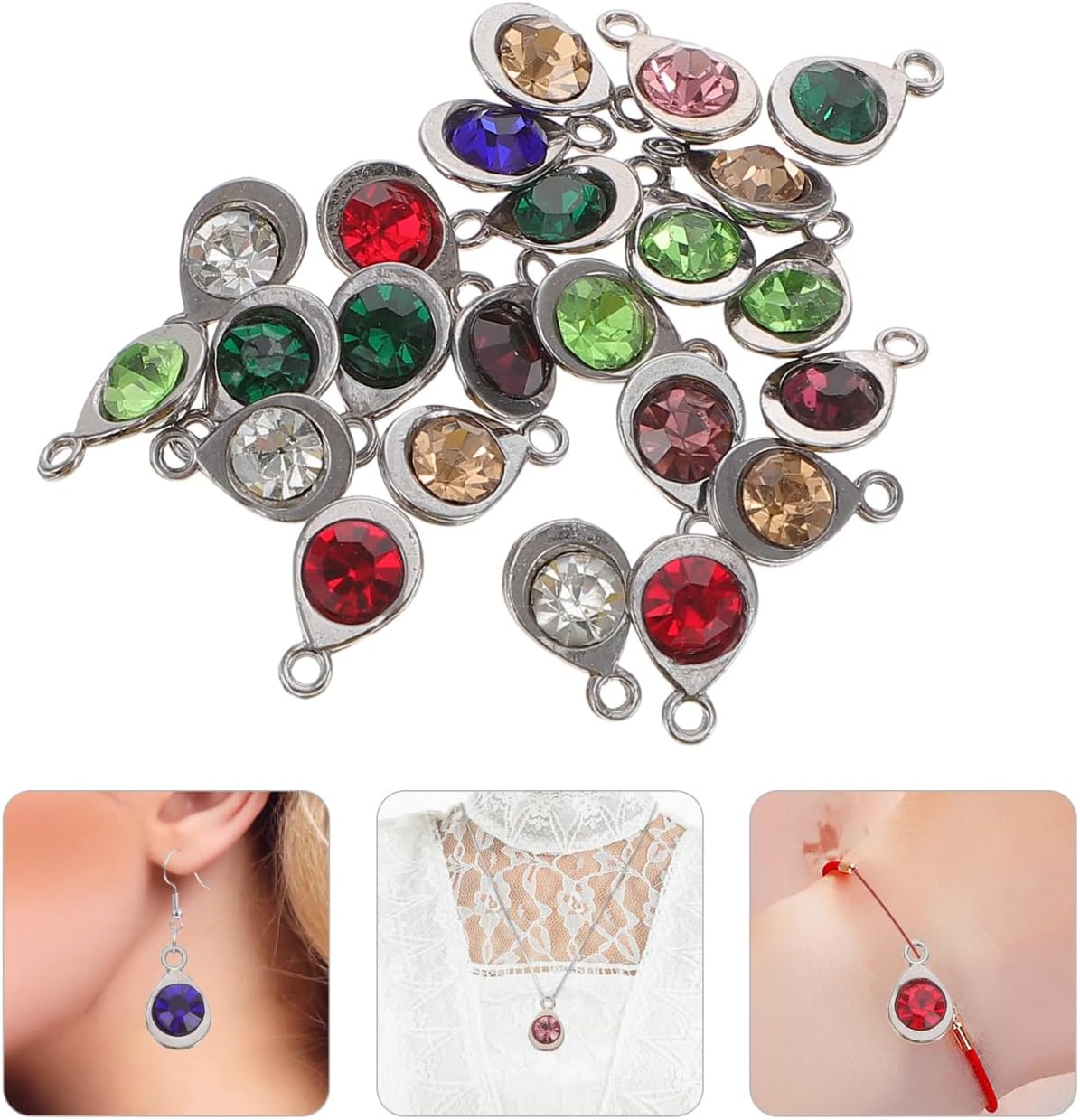 EXCEART Glass Drill Pendant Charms for Jewelry Making Diy Craft Accessories Mixed Colors 0.43X0.27X0.11 Inch for Necklace Bracelet Keychain Handmade Ornaments - Image 7