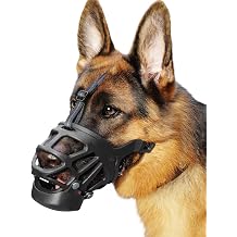BARKLESS Basket Muzzle for Medium Dogs, Humane Muzzle to Prevent Biting and Scavenging, Snap-on Treat Cover Helps Dogs Acclimatize Mouth Cover, Adjustable Mouth Guard for Positive Training, Grooming
