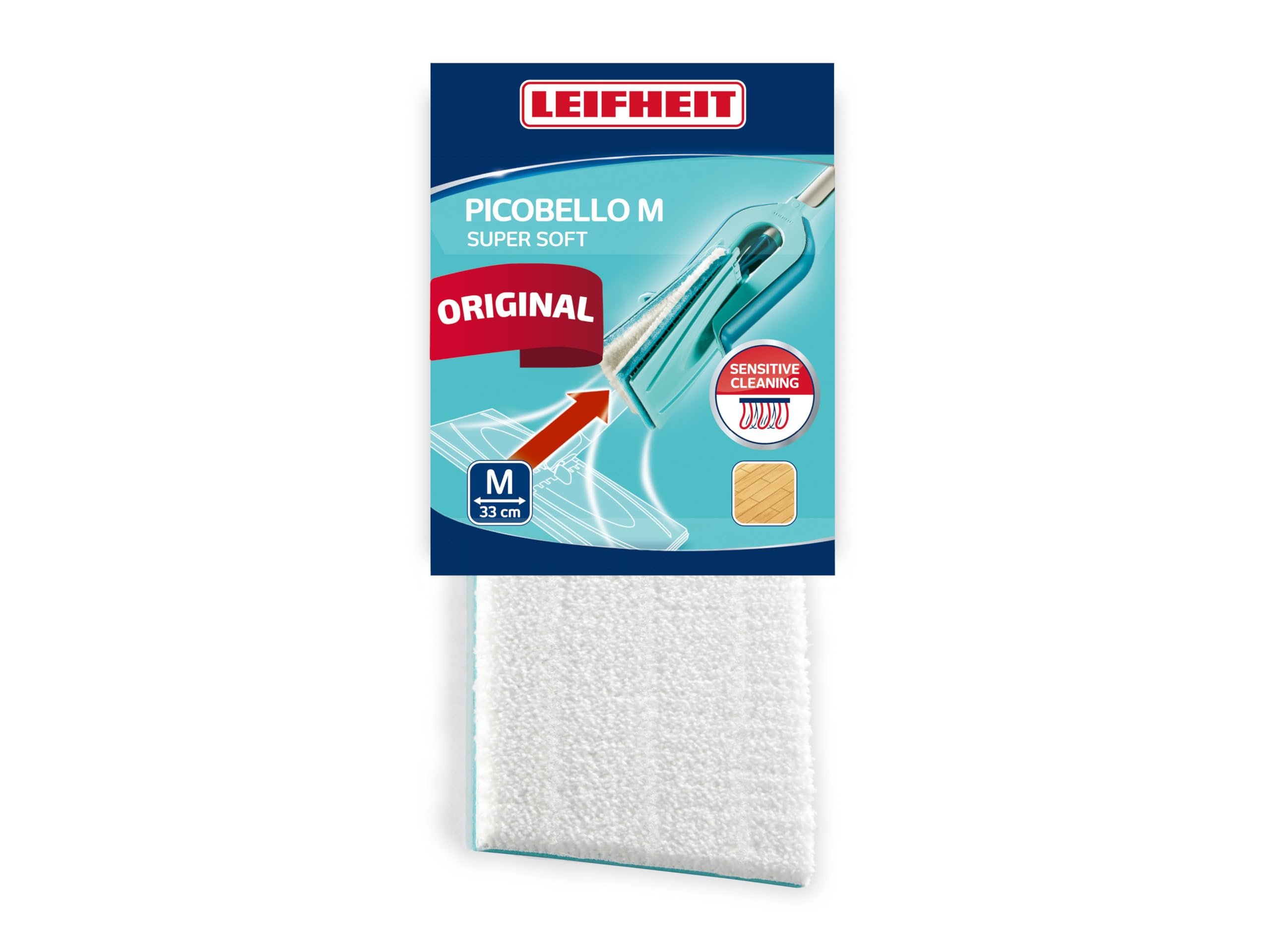 Leifheit White Picobello Mop Replacement Pad - Super Soft Fibre, 33 Cm Wide, For Wood Floor Cleaning 33Cm