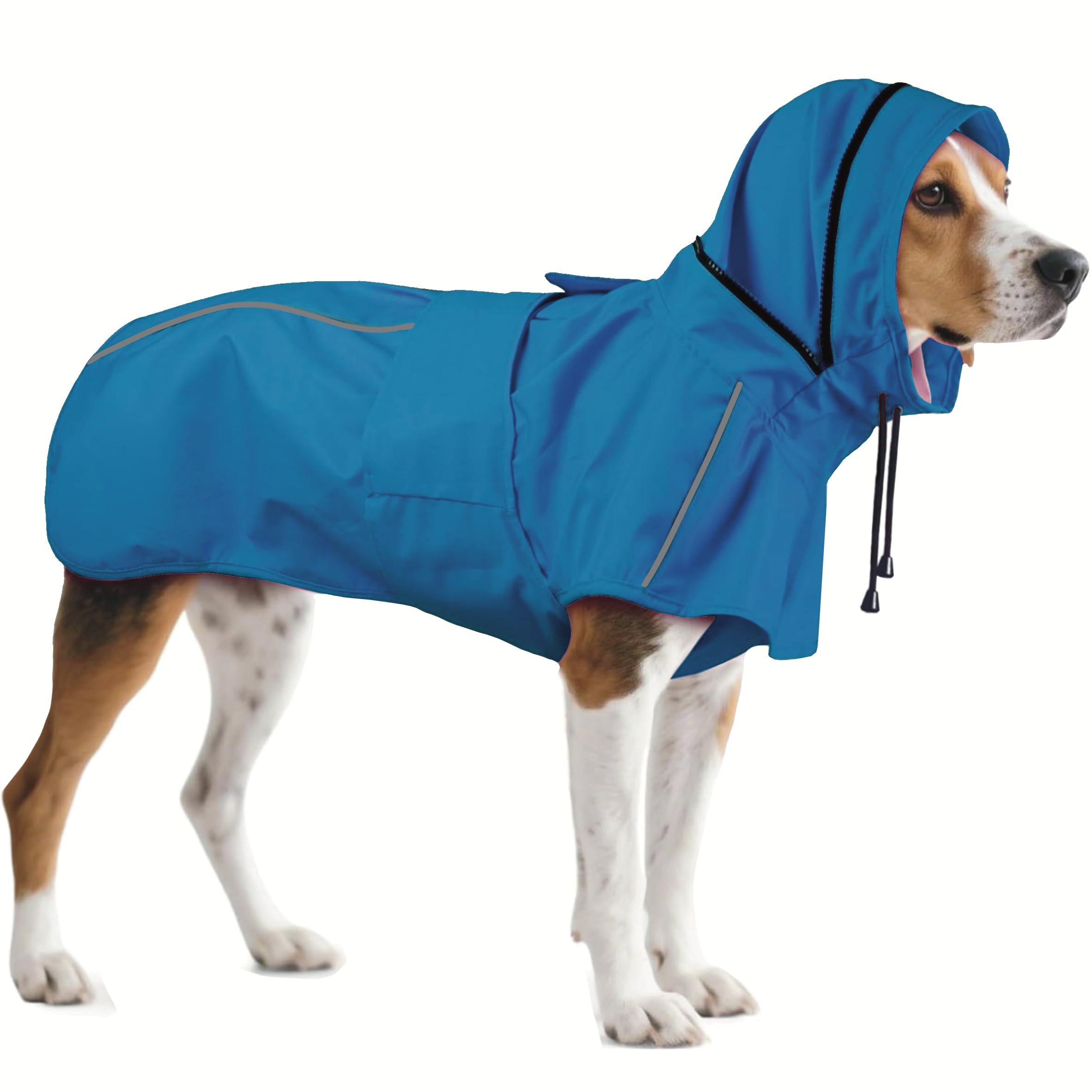 OUOBOB Waterproof Dog Raincoat with Hood for Large Dogs Blue L — image 1