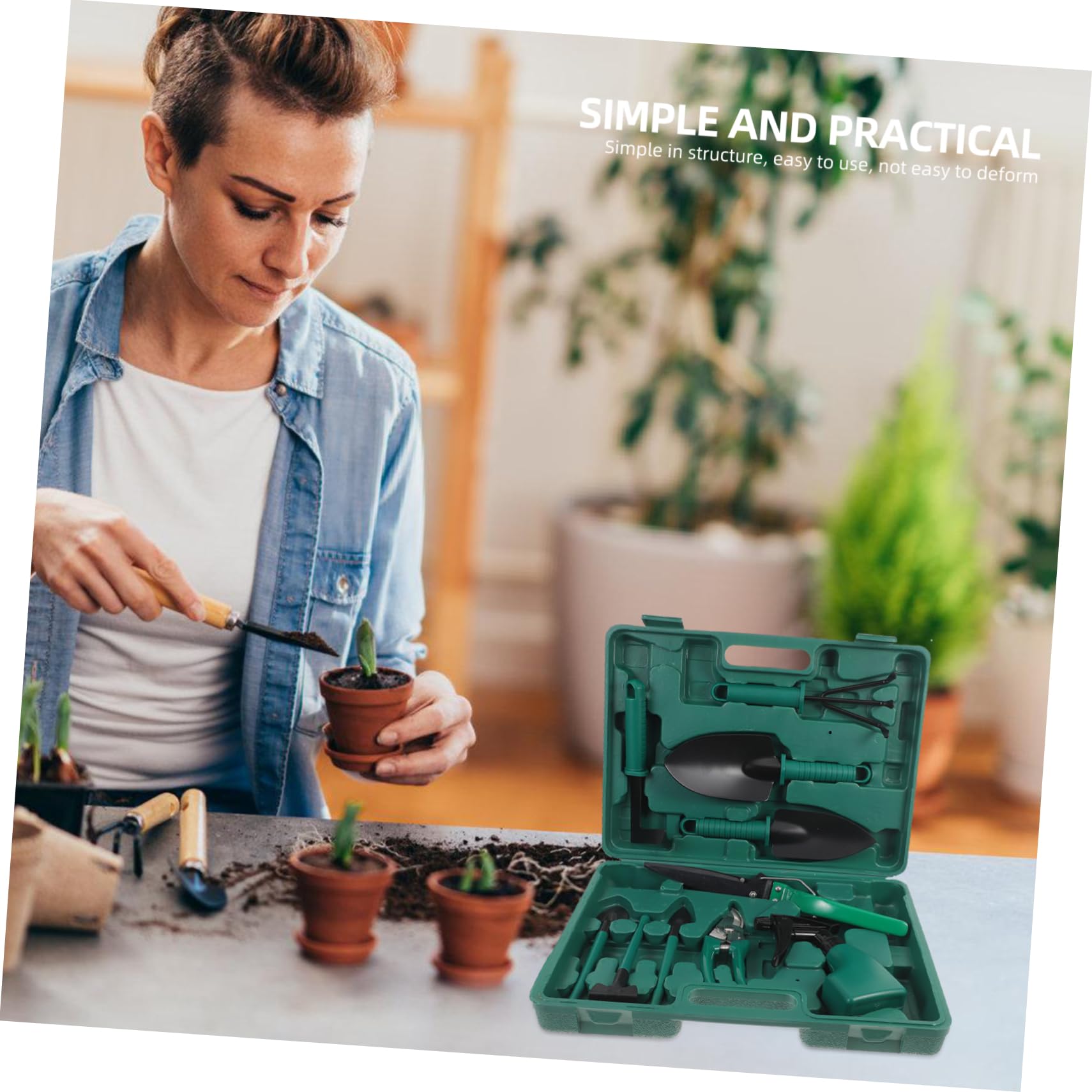 Yardwe Set de Herramientas de Jardinería Palas para Plantar con Funda Ligera y Portátil para Huerto y Cultivo Exterior