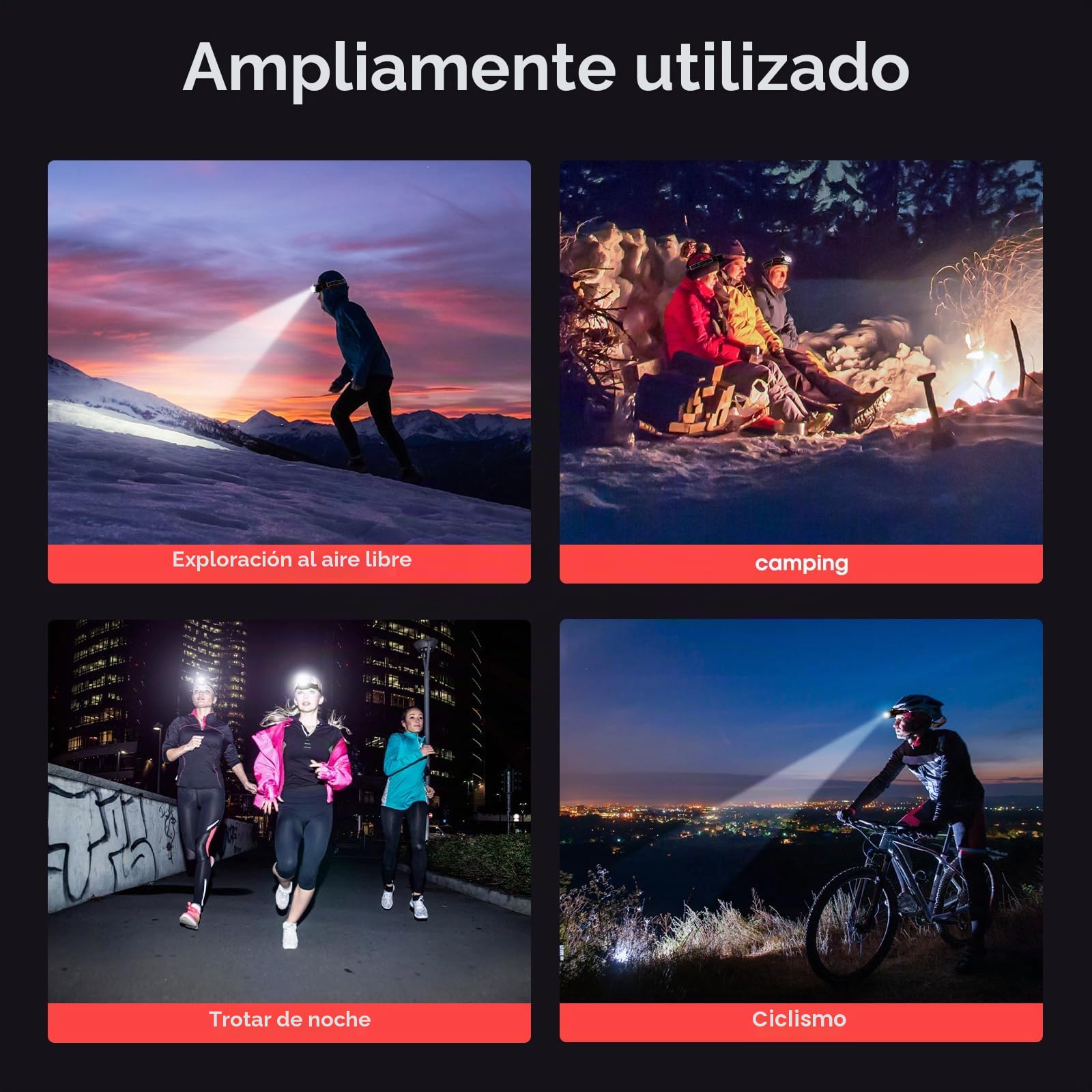 COPIC Linterna Frontal 1100 Lúmenes LED Recargable con Sensor, 14 Modos con Luz Roja, USB, 90° Ajustable, IPX4 para Running, Camping, Senderismo y Trabajo Nocturno