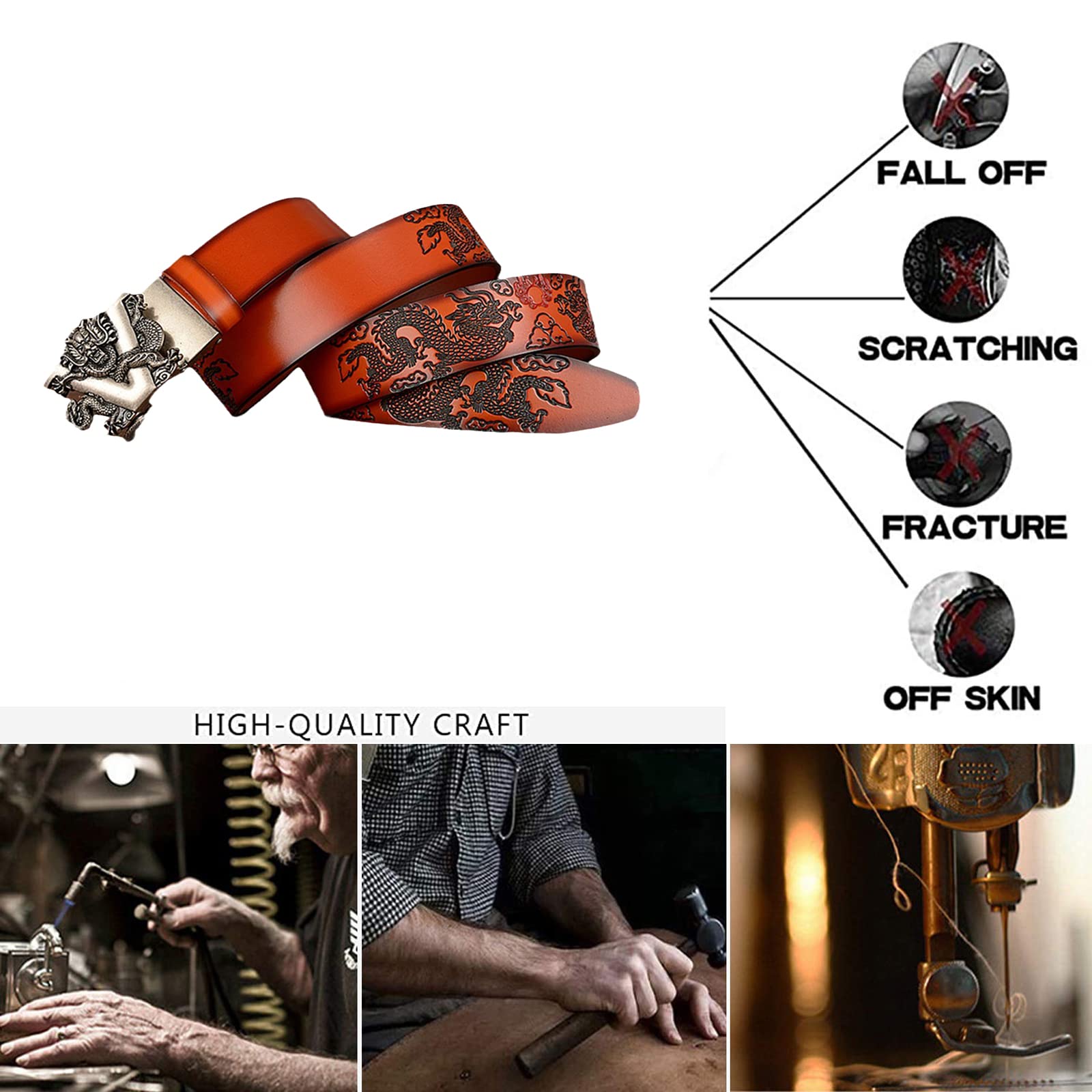 cinturón, Correa de trinquete cuero genuino for hombre con hebilla automática deslizante 3D plateada, 3,5 cm ancho - Hebilla ajustable(Bruin,115cm/waist:38"~40")