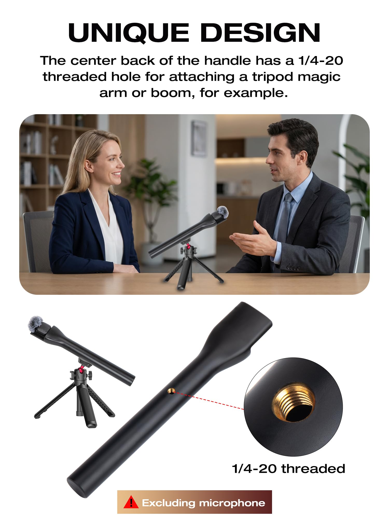 SUNMON Uchwyt ręczny do mikrofonu bezprzewodowego kompatybilny z dji Mic Mini/Mic 3/2/1, z 2 osłonami przeciwwiatrowymi, 1 filtrem pop i 1 metalowym suwakiem magnetycznym
