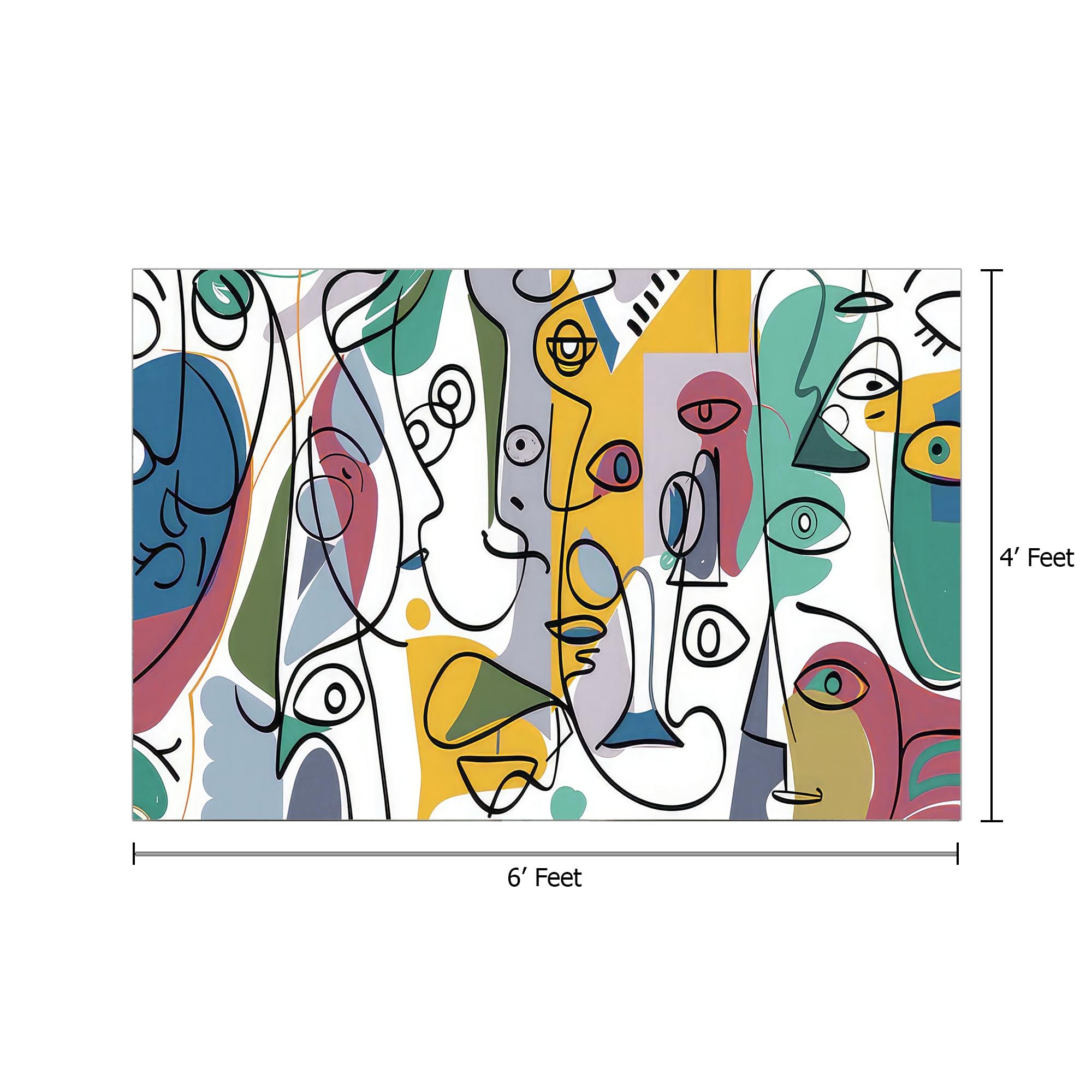 999STORE Colorful Abstract Mural Line Art Wallpaper Peel and Stick