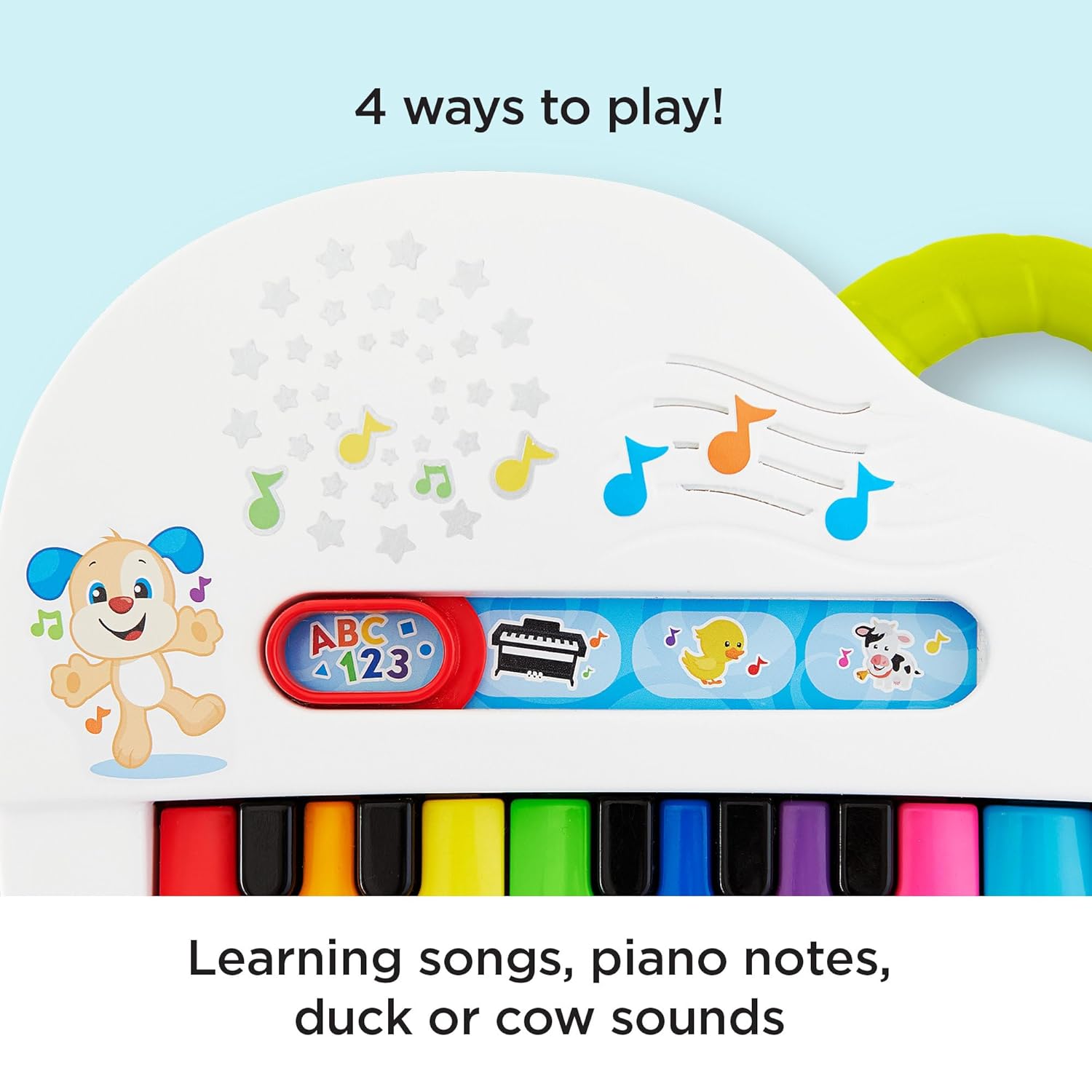 Fisher-Price Silly Sounds Light-Up Piano - UK English Edition, take-along toy piano with lights, real music notes and learning songs for baby and toddlers, GFK04 - Image 6