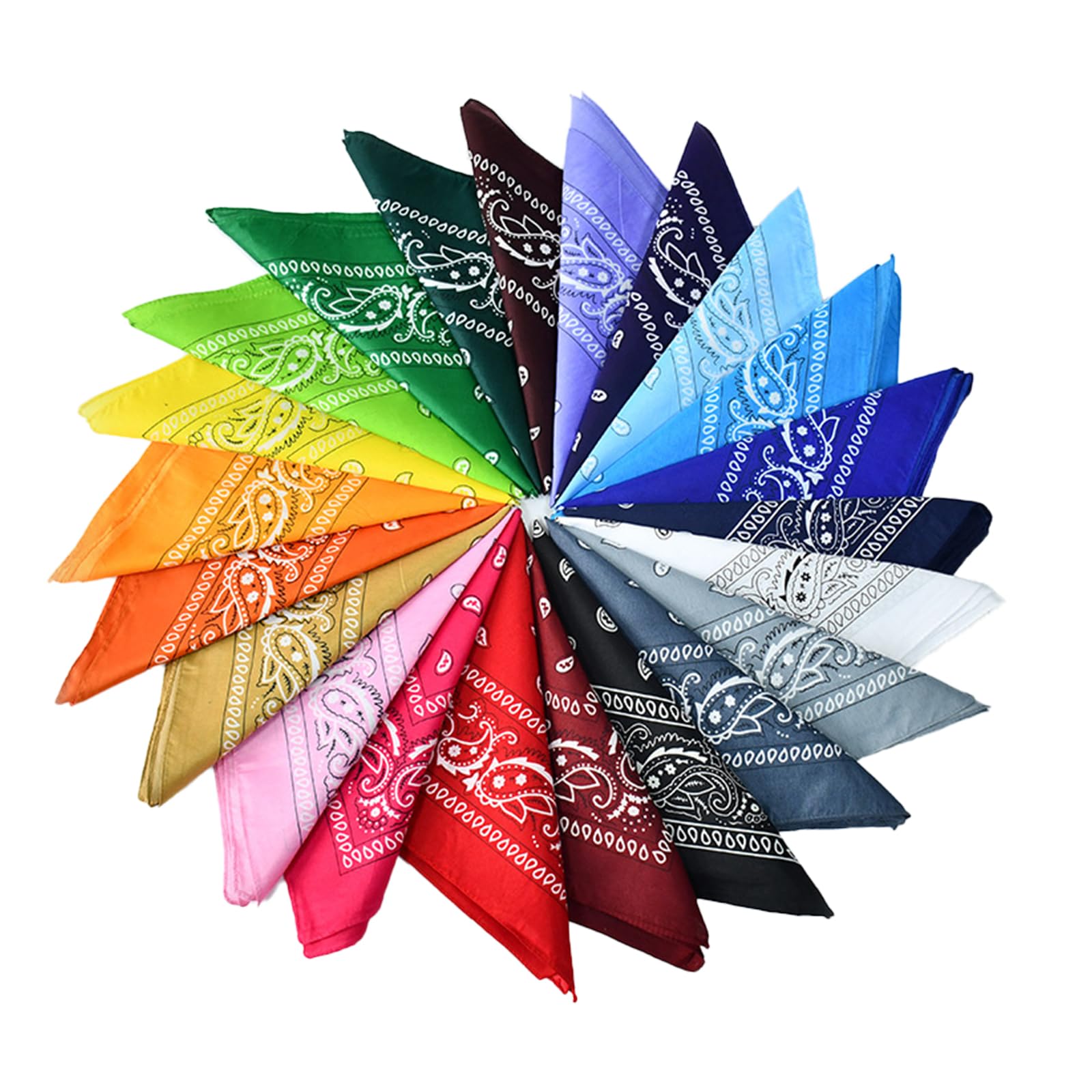 Bandana Scarf 22Pcs Mix Colour Multifunction Head Scarves Unisex Neck Scarves Large Handkerchiefs Assorted Colour Square Bandanas for Men and Women/Ladies 55 x 55cm