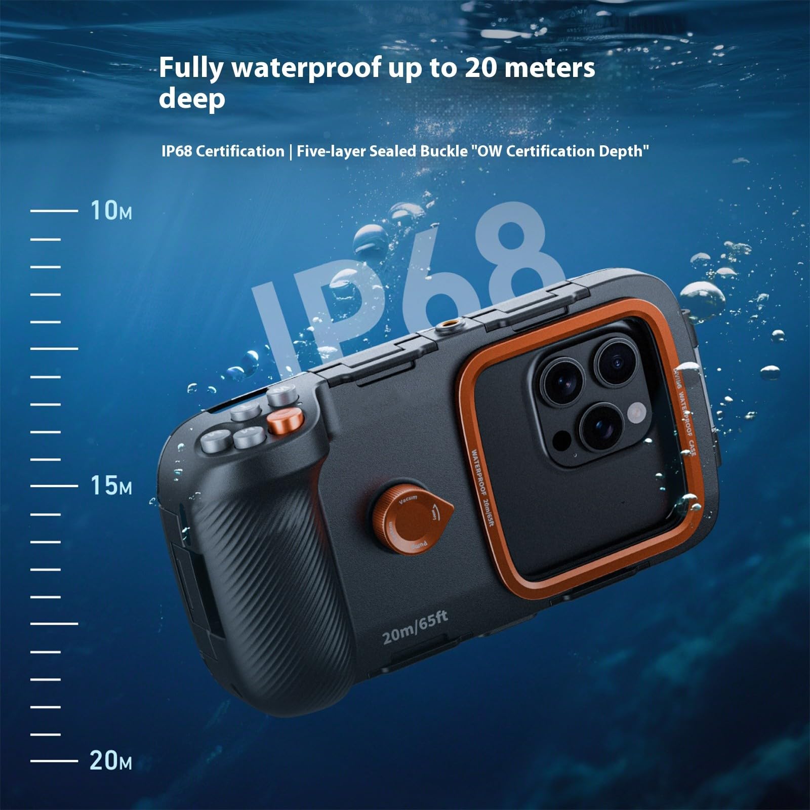 Custodia subacquea professionale Non Nebbia Design IP68 Impermeabile fino a 20 M Impugnatura Ergonomica Per Più Smartphone Fotocamera Professionale Custodia Fotografia Subacquea