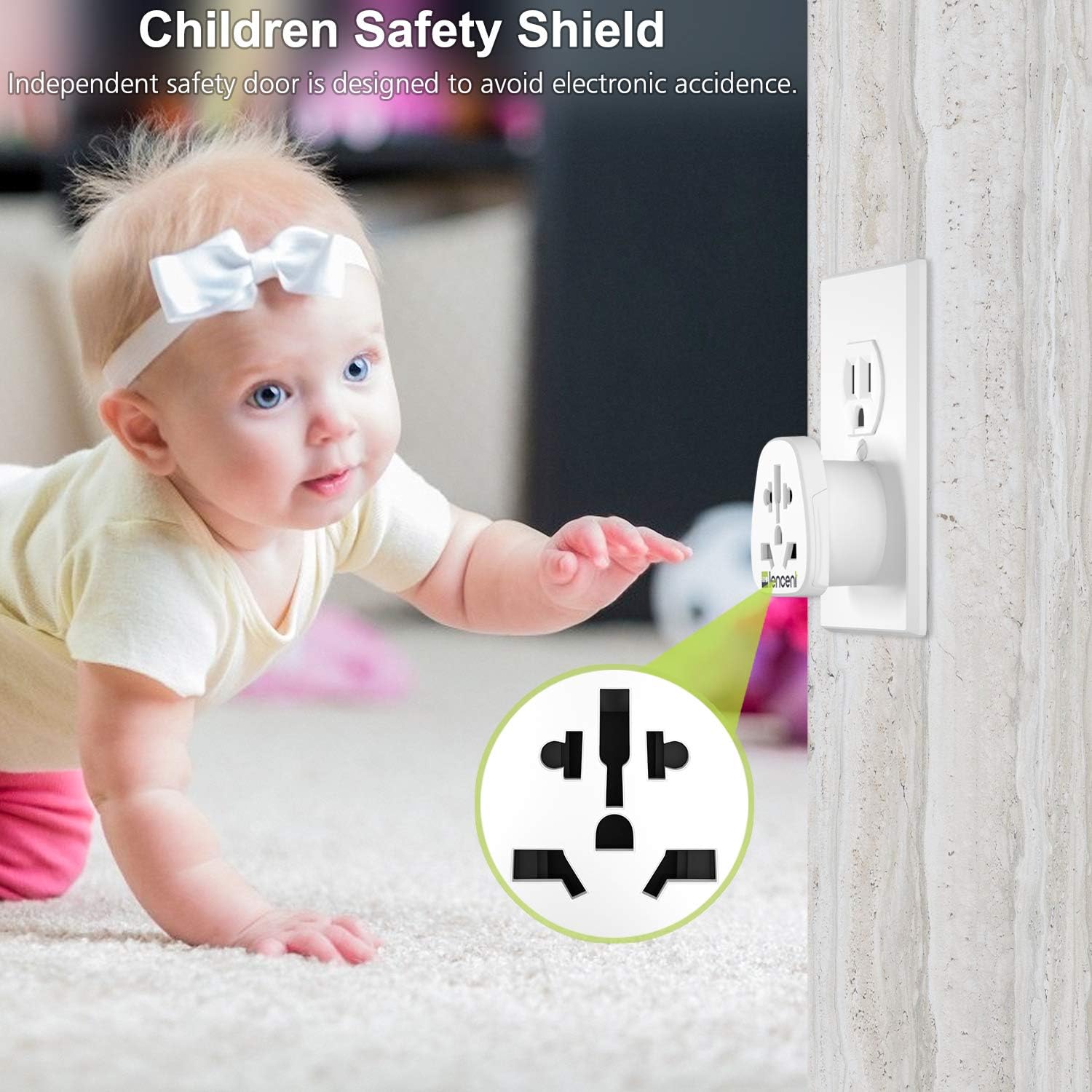 World to US Plug Adapter, [2 Packs] LENCENT European EU Europe/UK/Australia/China/Italy to USA American Outlet Power Adaptor Travel Plug Converter