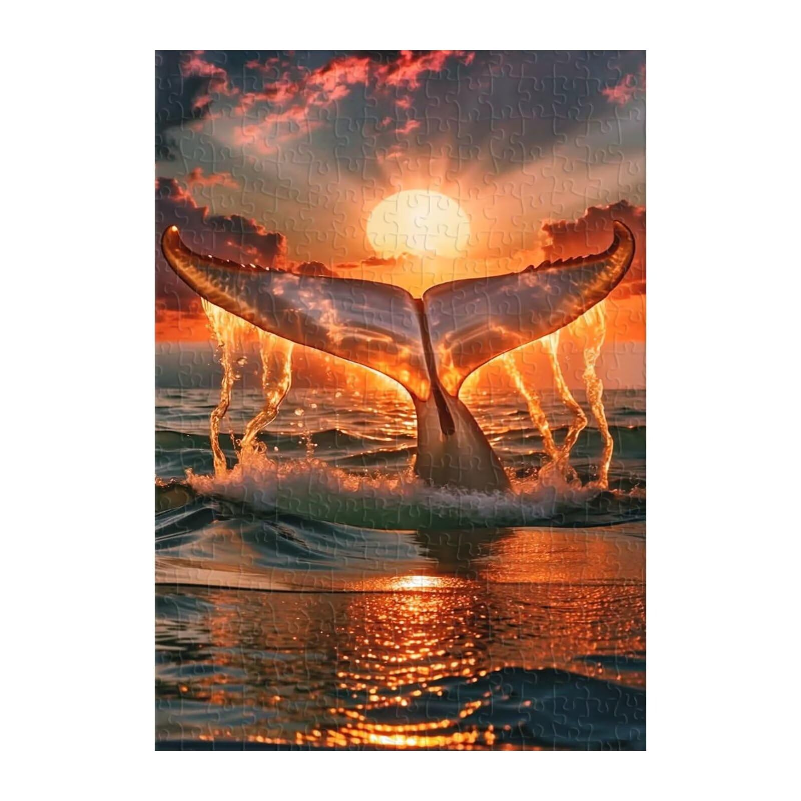 Puzzle 1200 elementów dorośli oceaniczny wieloryb księżyc, zabawka edukacyjna rozwija obserwację i logikę, puzzle dorośli 1200 elementów 75 x 50 cm