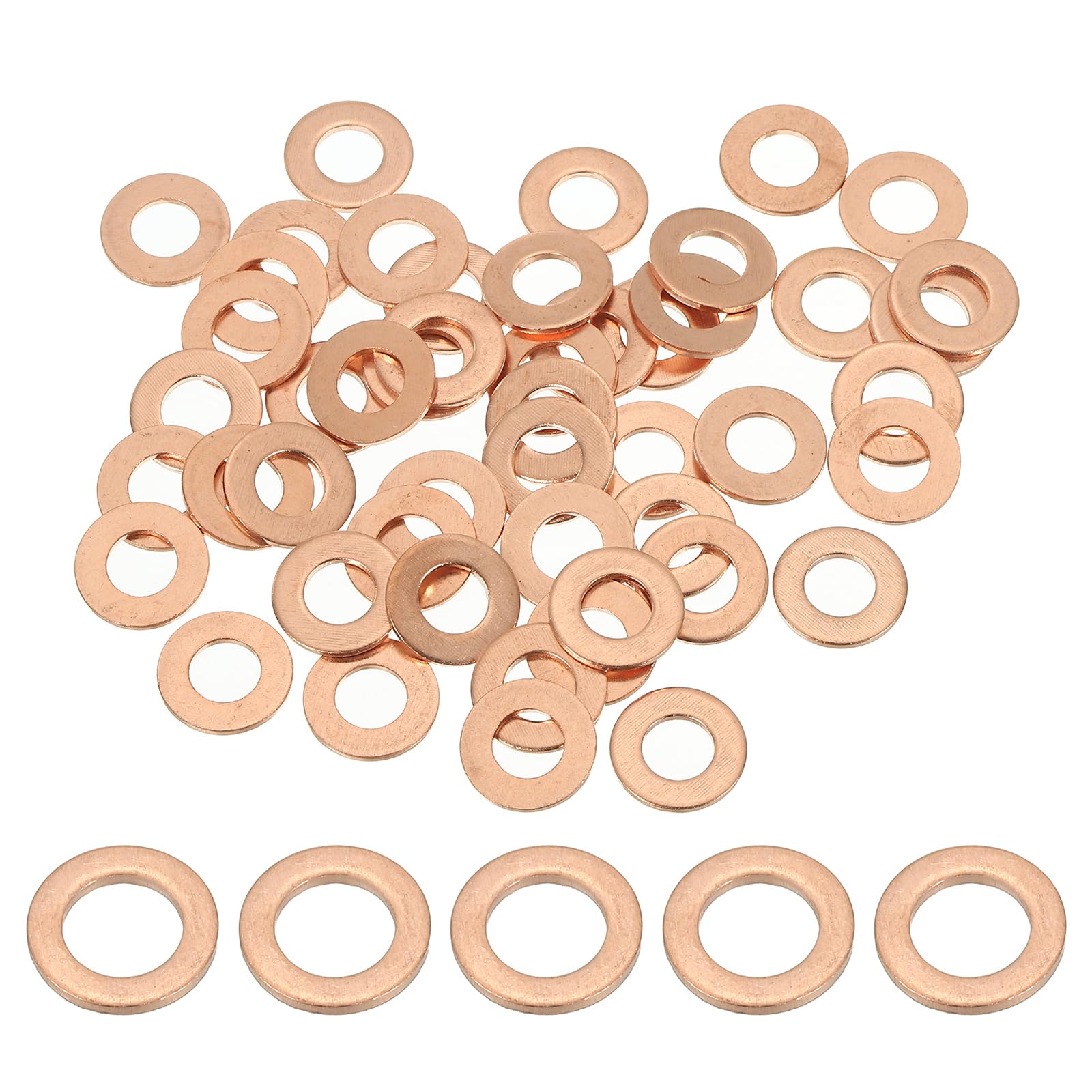 PATIKIL M6 Copper Washer Sealing Ring, 50 Pieces 6mm ID 12mm OD 1mm Thickness Metric Flat Sealing Gasket Crush Washer for Screws Bolt Sump Plugs Oil Drain