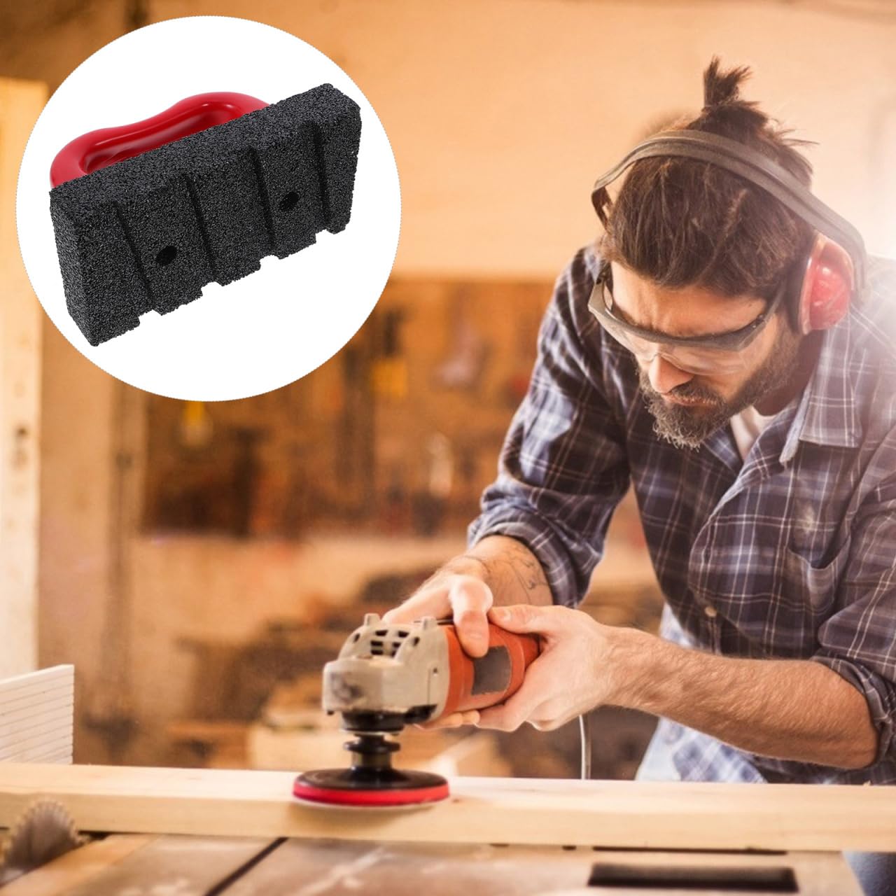 DOITOOL Rub Brick Tool with Handle Concave Sanding Block for Masonry Cleaning and Brick Stain Removal Concrete Smoothing Tool for Home Renovation Projects - Image 2