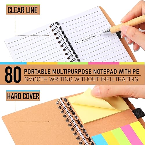 Miniatura 9 de Honoson Juego de 50 cuadernos inspiradores de regreso a la escuela con bloc de notas, bolígrafos motivacionales de bambú a granel para aula,