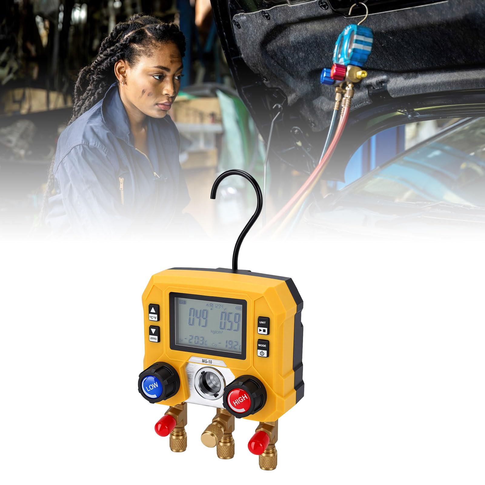 banapoy Juego de Manifold de HVAC Digital de 3 Vías