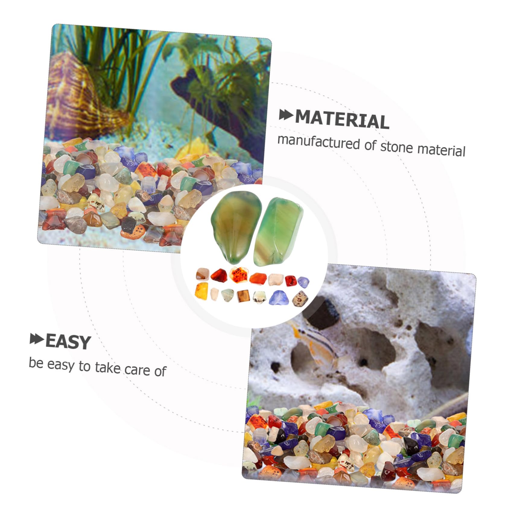 Artibetter 3 Sätze Achat-Edelsteinperlen Kieselsteine ​​für Aquarien Fischbecken schaukelt Kies Dekorationen für Aquarien Aquarienkies schmückt Terrarienkies Felsen Aquariumstein Colorful