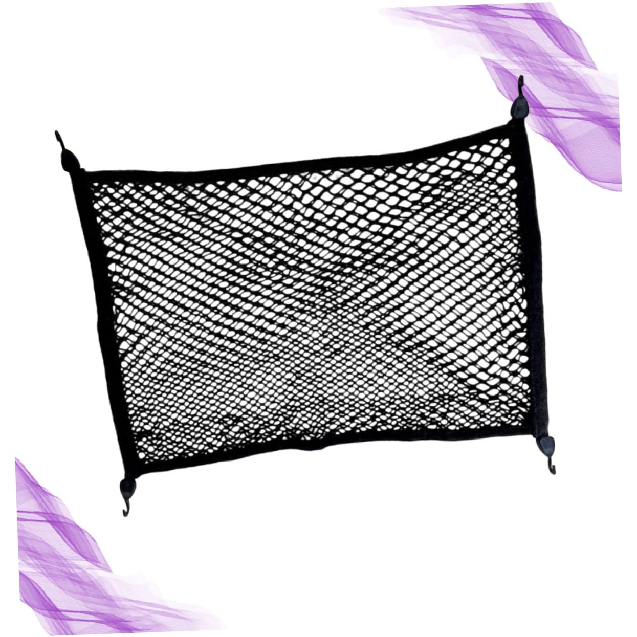 GLEAVI Rete Elastica Portabagagli Doppio Strato 100x80 Cm Nera | 4 Ganci Autobloccanti, Tessuto e Plastica, per Suv e Vano Posteriore, Fissaggio del Carico
